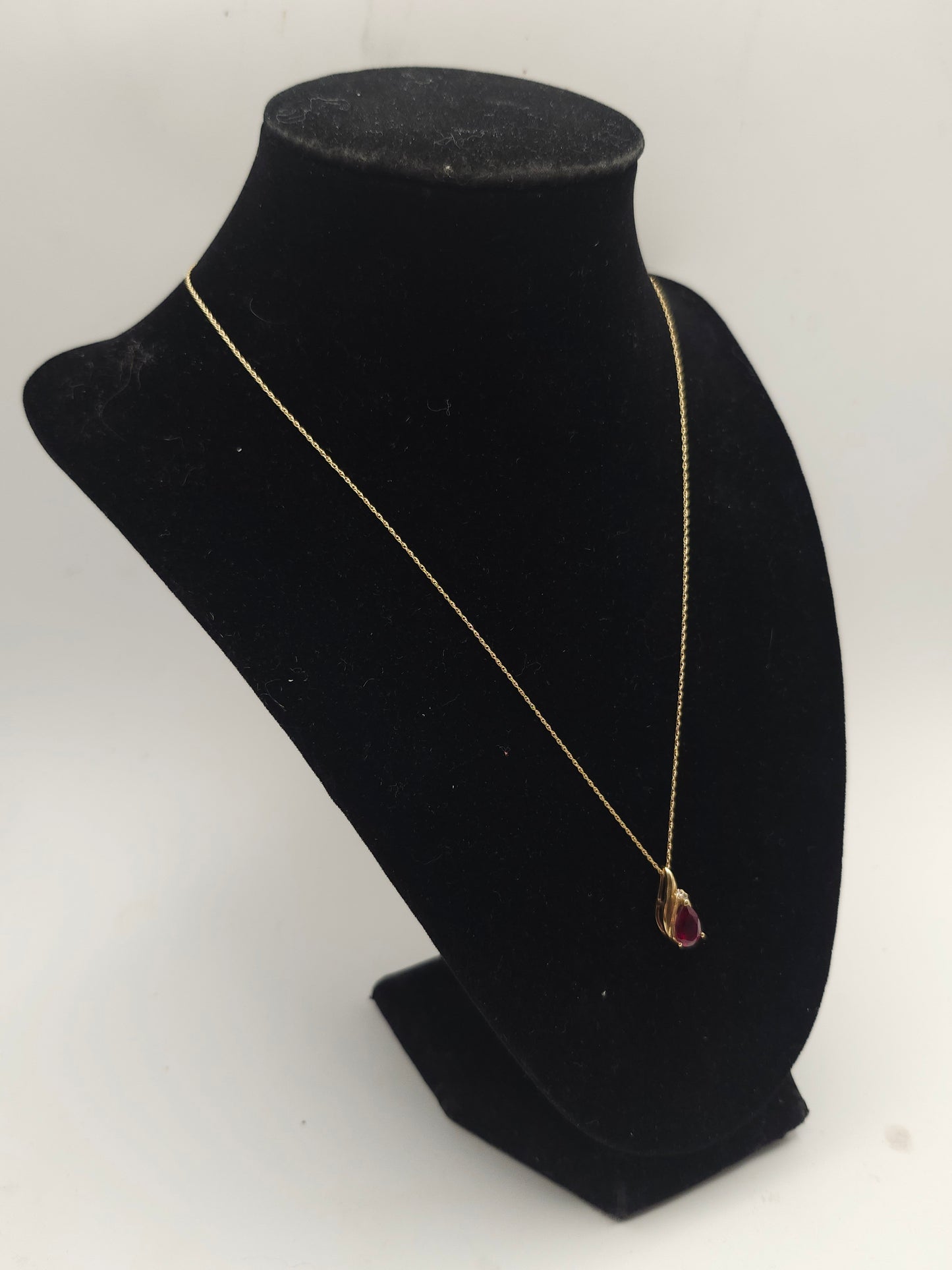 *14K Gold* Twisted Chain with 10K Gold, Ruby & Diamond Pendant