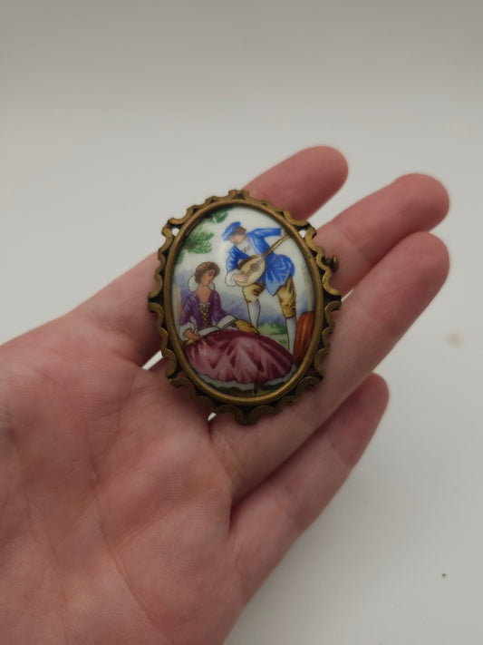 *Limoges* Porcelain Brooch Vintage
