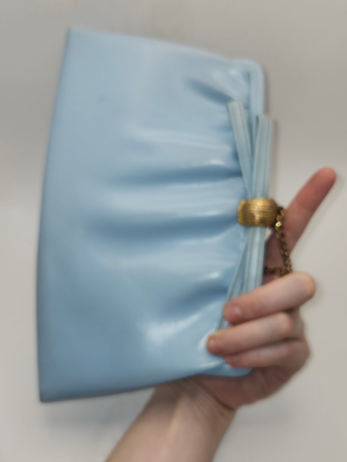 *Vintage* Baby Blue Handbag / Clutch with Chain Strap