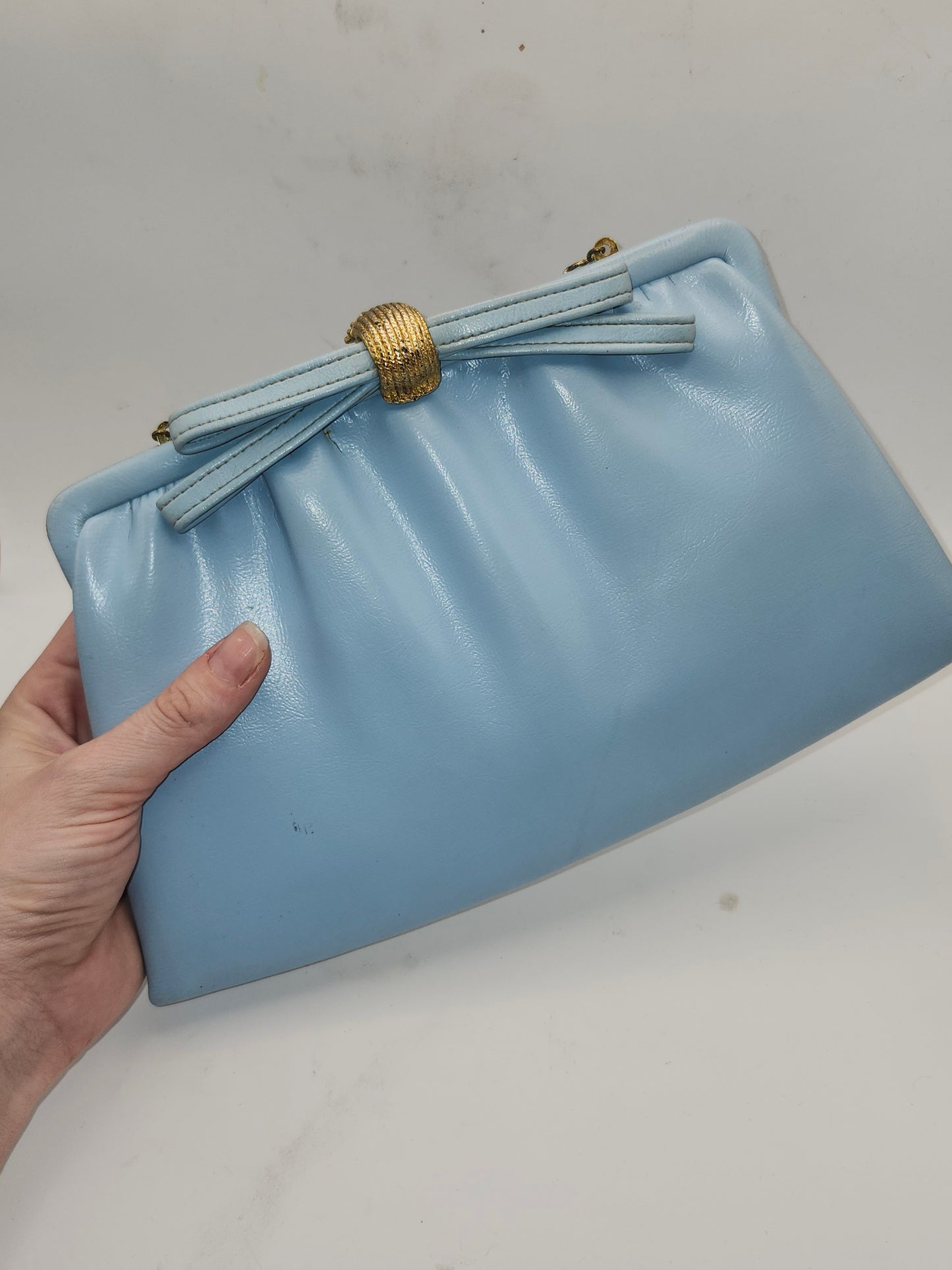 *Vintage* Baby Blue Handbag / Clutch with Chain Strap