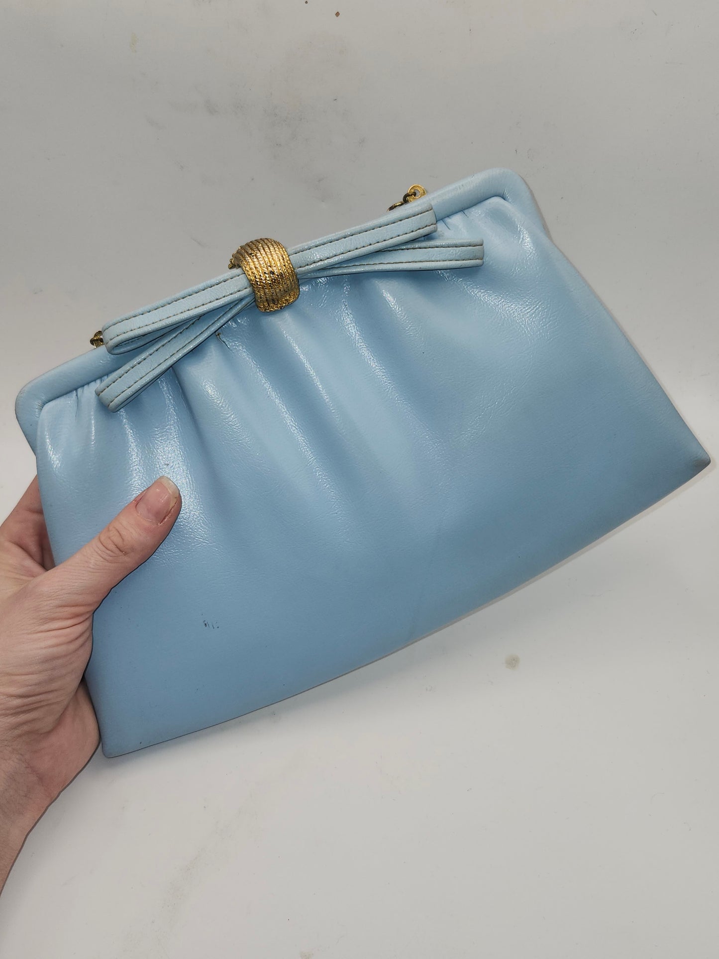 *Vintage* Baby Blue Handbag / Clutch with Chain Strap