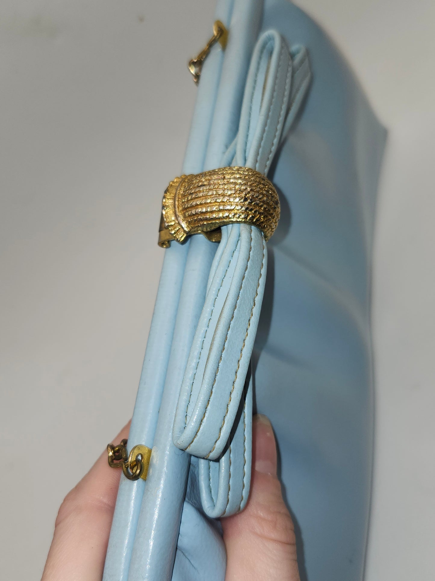 *Vintage* Baby Blue Handbag / Clutch with Chain Strap