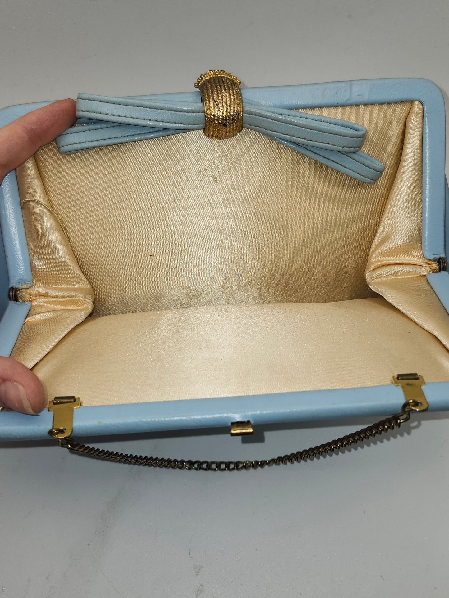 *Vintage* Baby Blue Handbag / Clutch with Chain Strap