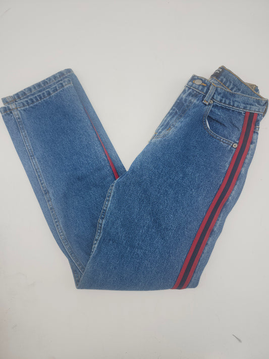 *Vintage* Ralph Lauren Polo Jean Co. Side Ribbon Striped Denim Trousers 1990s RARE