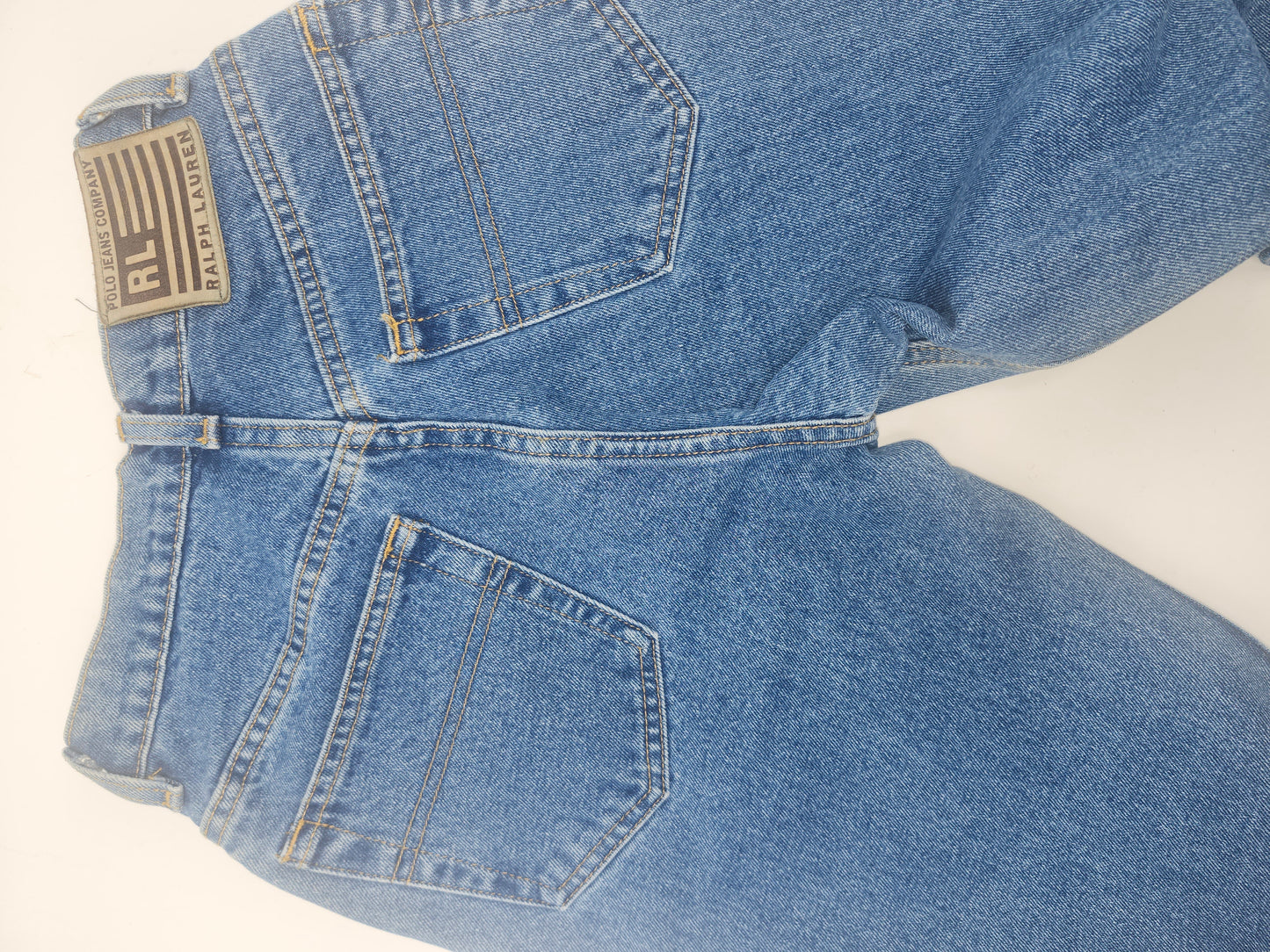 *Vintage* Ralph Lauren Polo Jean Co. Side Ribbon Striped Denim Trousers 1990s RARE
