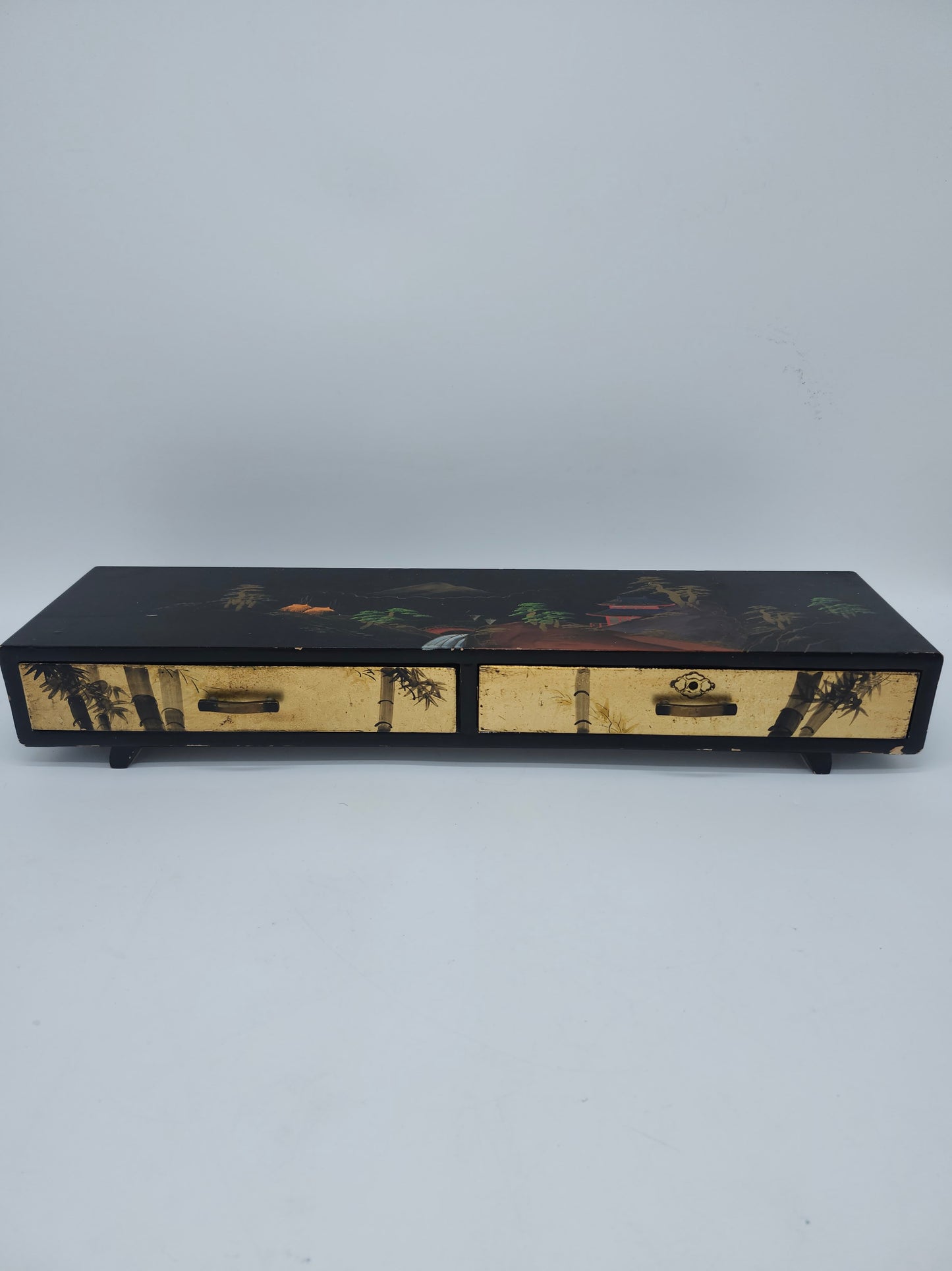 *Vintage* Wooden Jewelry Box Hand-Painted Eastern Motif