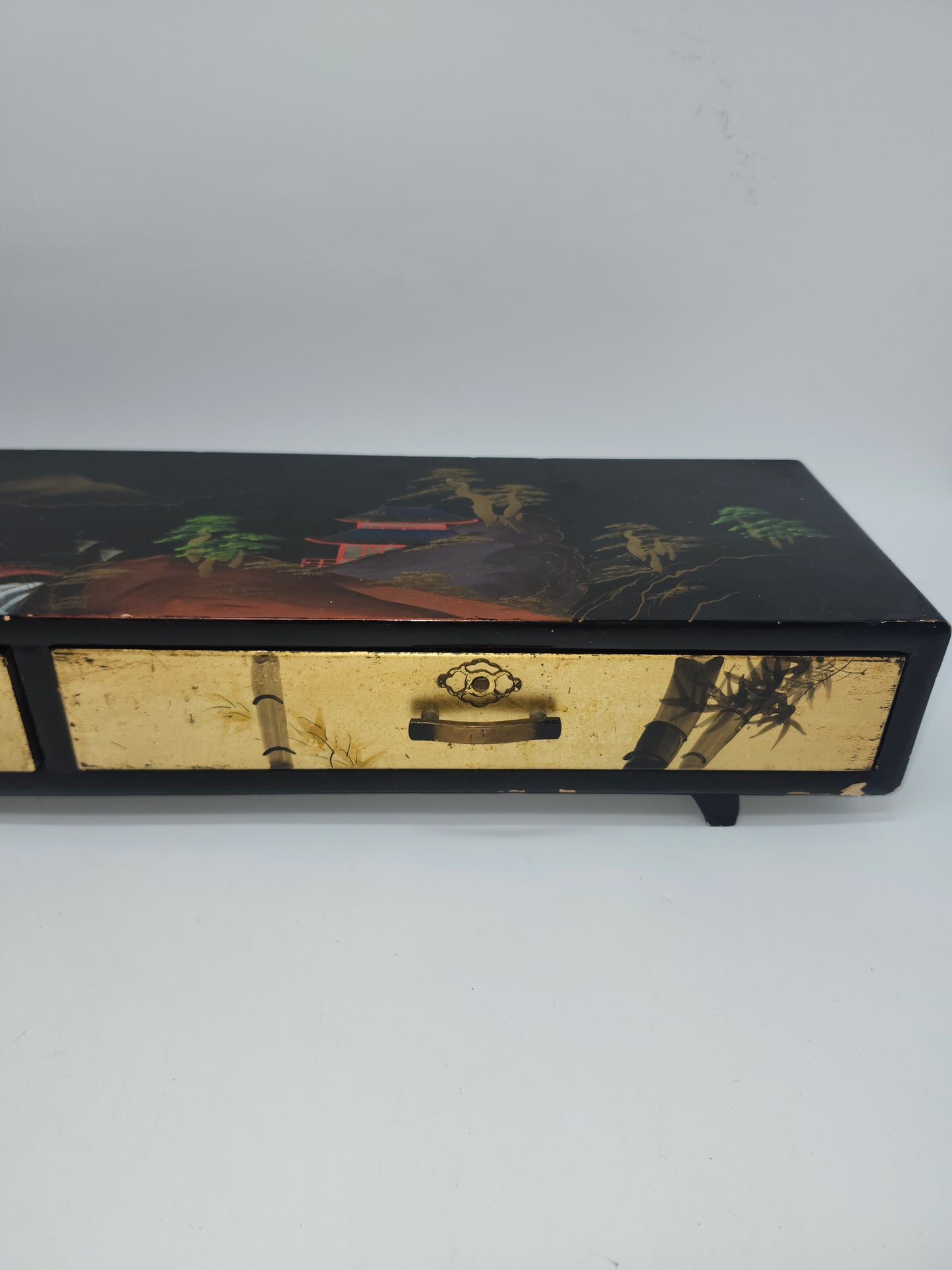 *Vintage* Wooden Jewelry Box Hand-Painted Eastern Motif