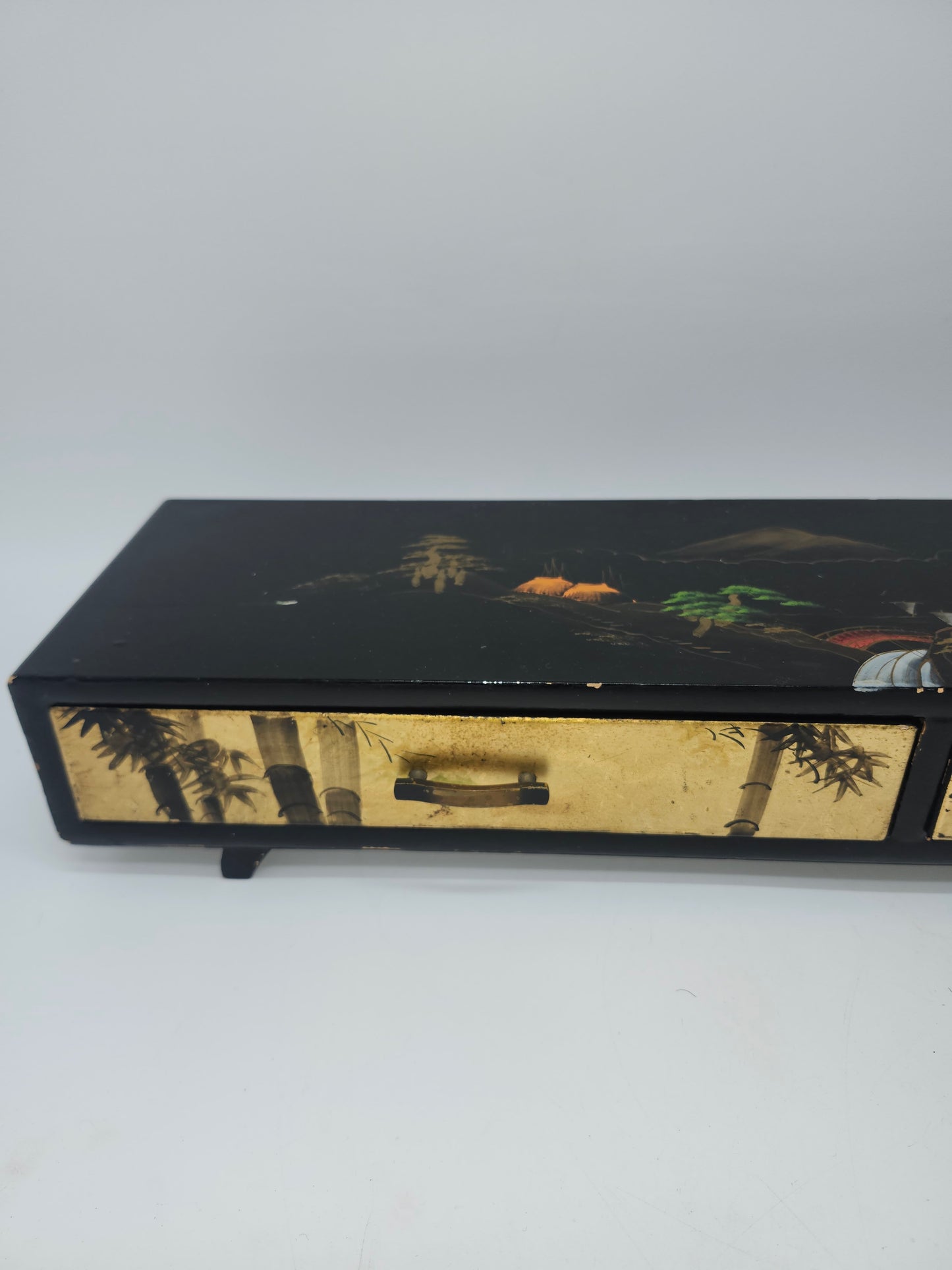*Vintage* Wooden Jewelry Box Hand-Painted Eastern Motif