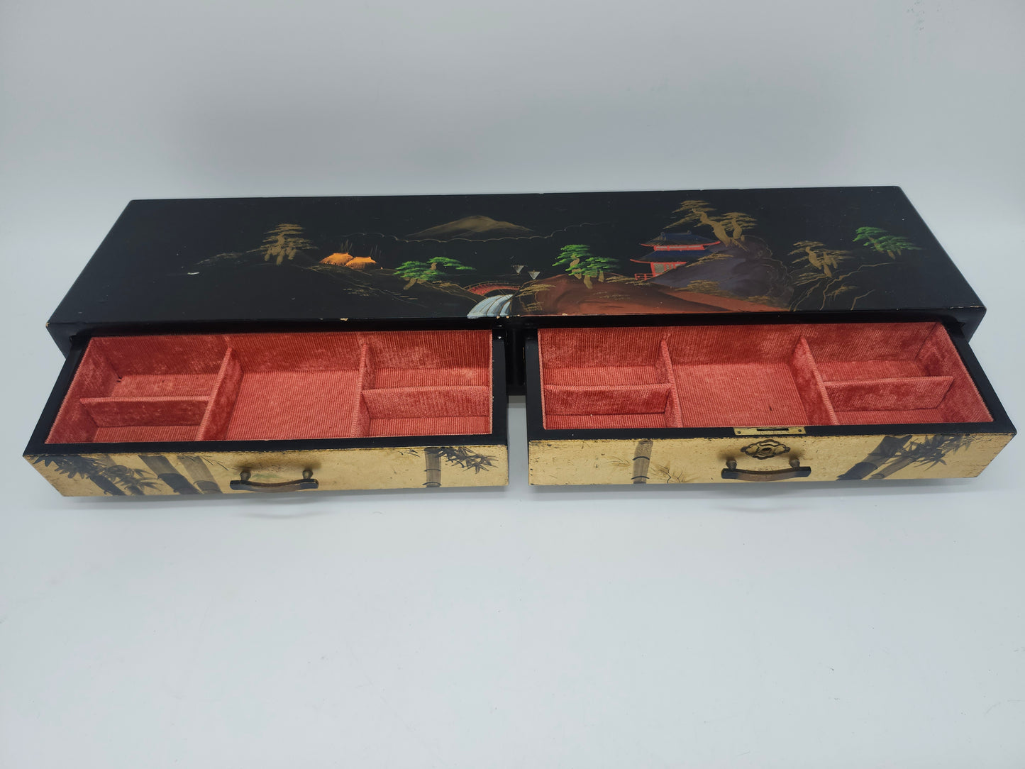 *Vintage* Wooden Jewelry Box Hand-Painted Eastern Motif