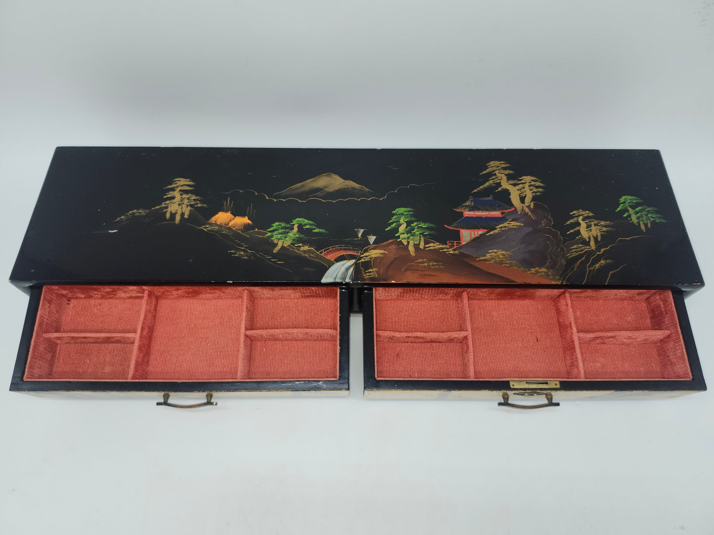 *Vintage* Wooden Jewelry Box Hand-Painted Eastern Motif