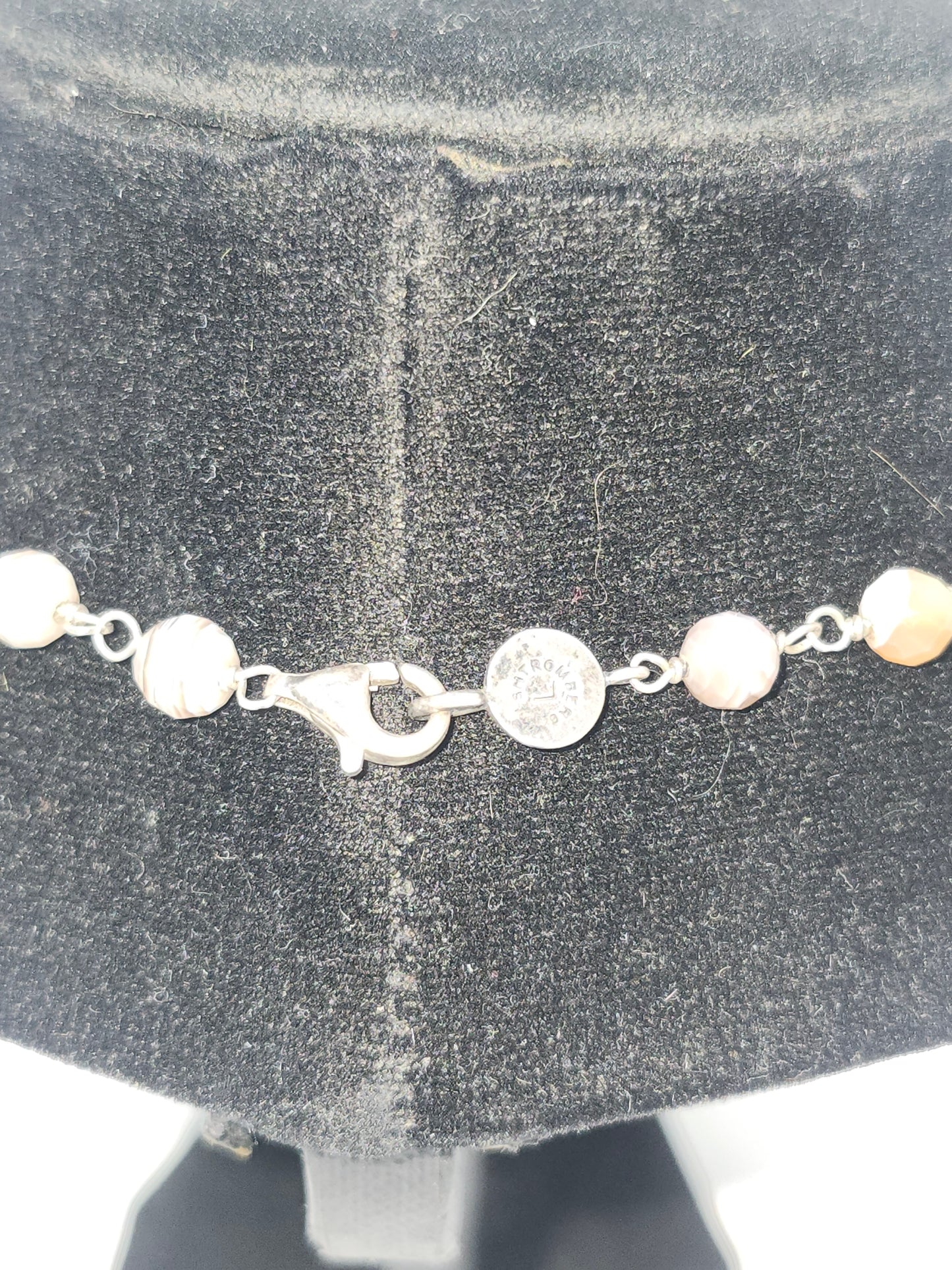 *925* Sterling Silver, Smoky Quartz & Polished Agate Beaded Necklace by Liza Shtromberg
