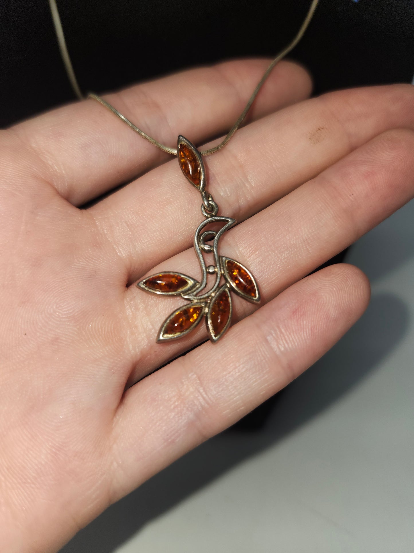 *925* Sterling Necklace with Baltic Amber Pendant