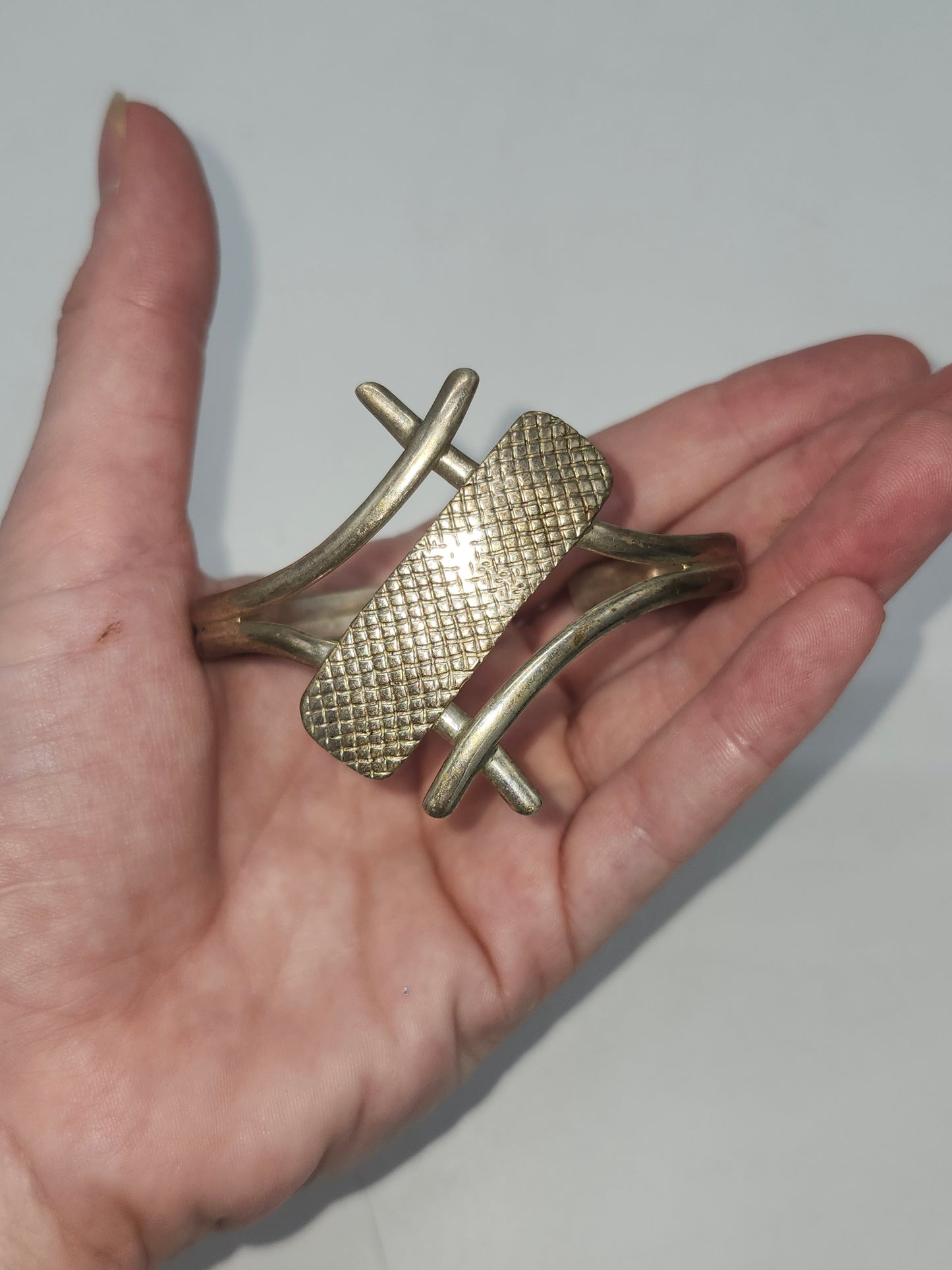 *950* Silver Geometric Bangle Bracelet