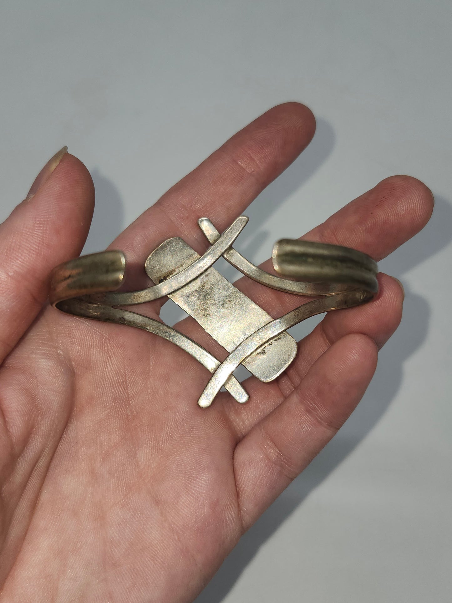 *950* Silver Geometric Bangle Bracelet
