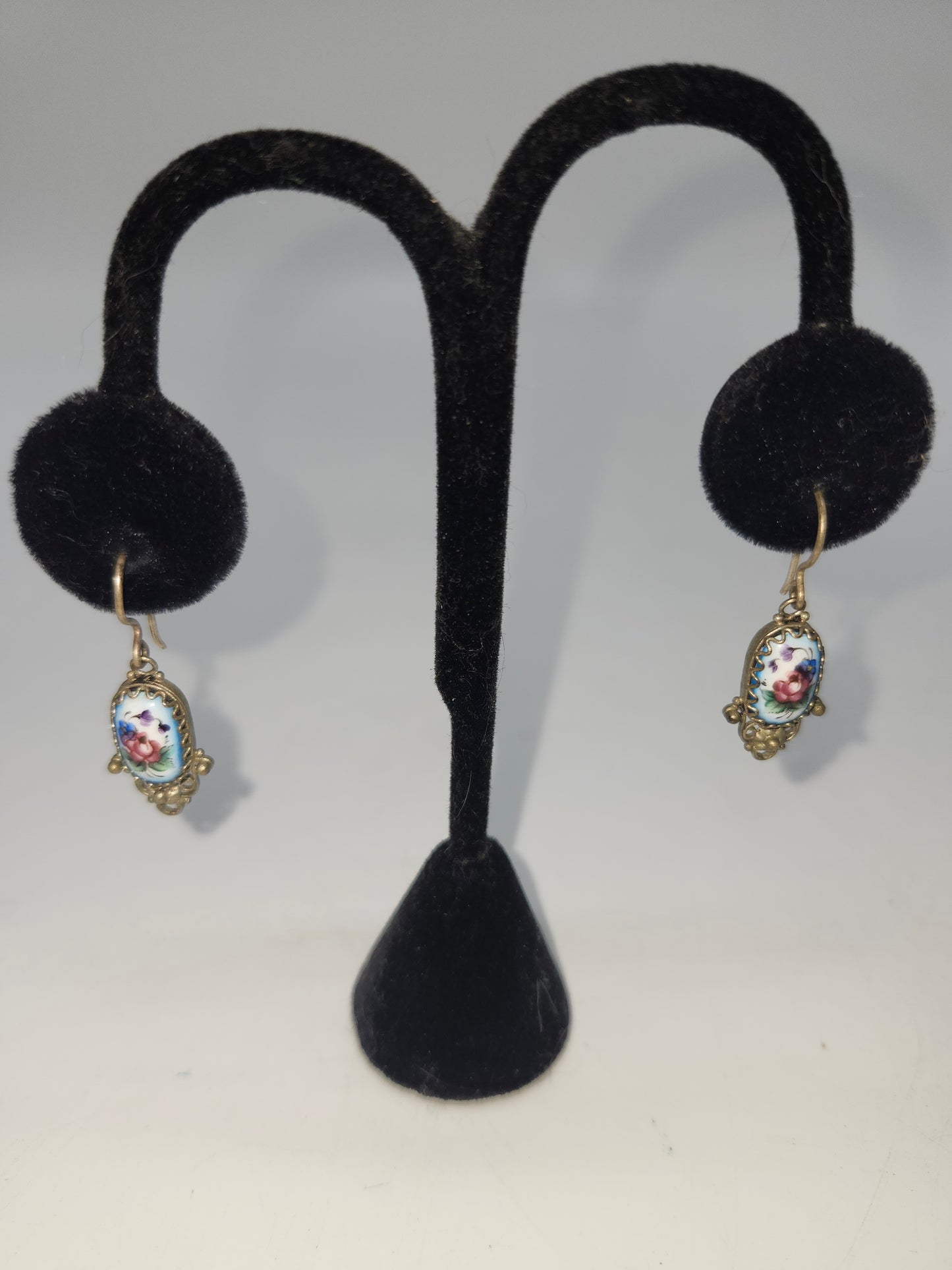 *Enamel* Nickel Silver Russian Hand Painted Earrings