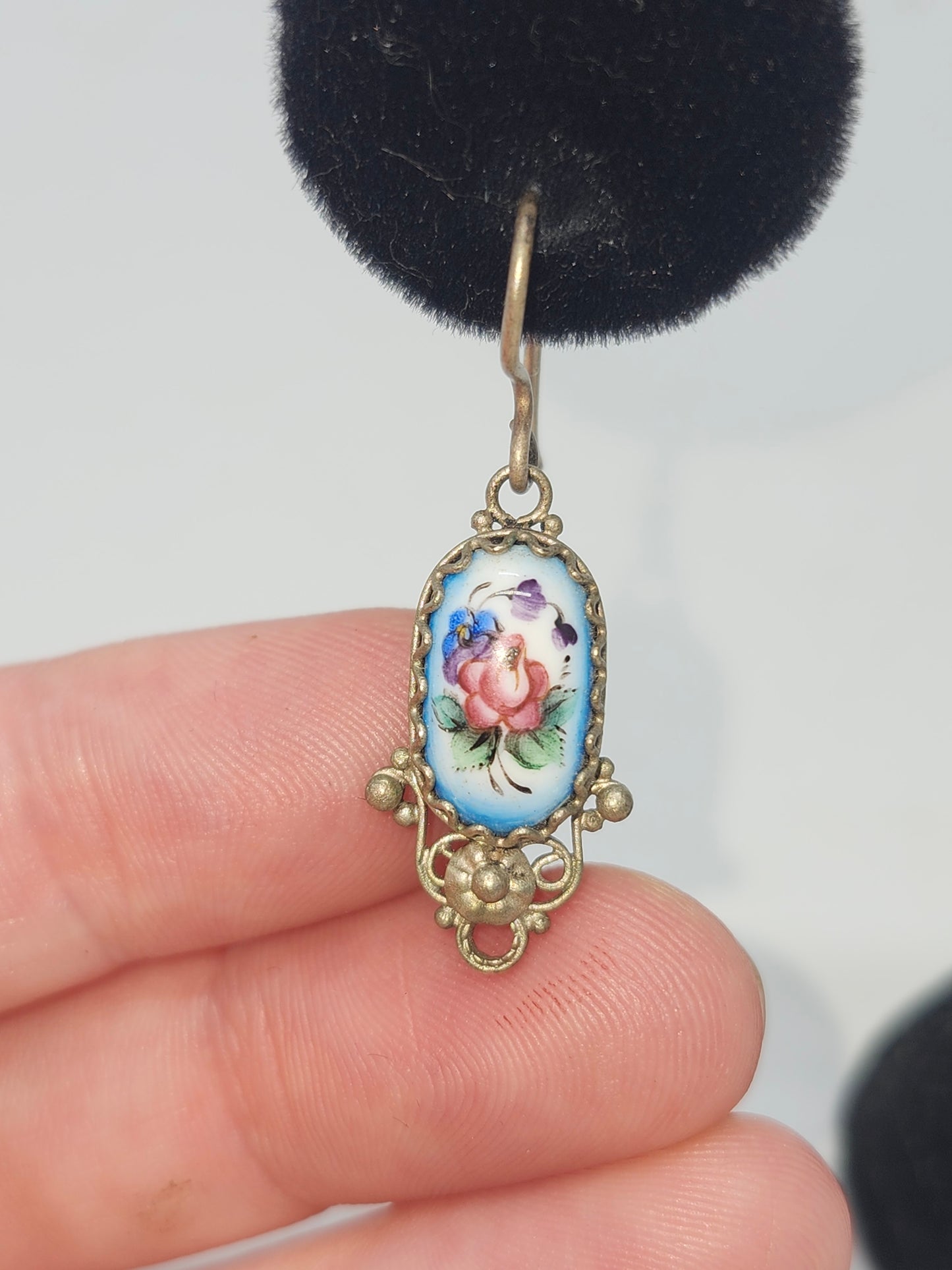 *Enamel* Nickel Silver Russian Hand Painted Earrings