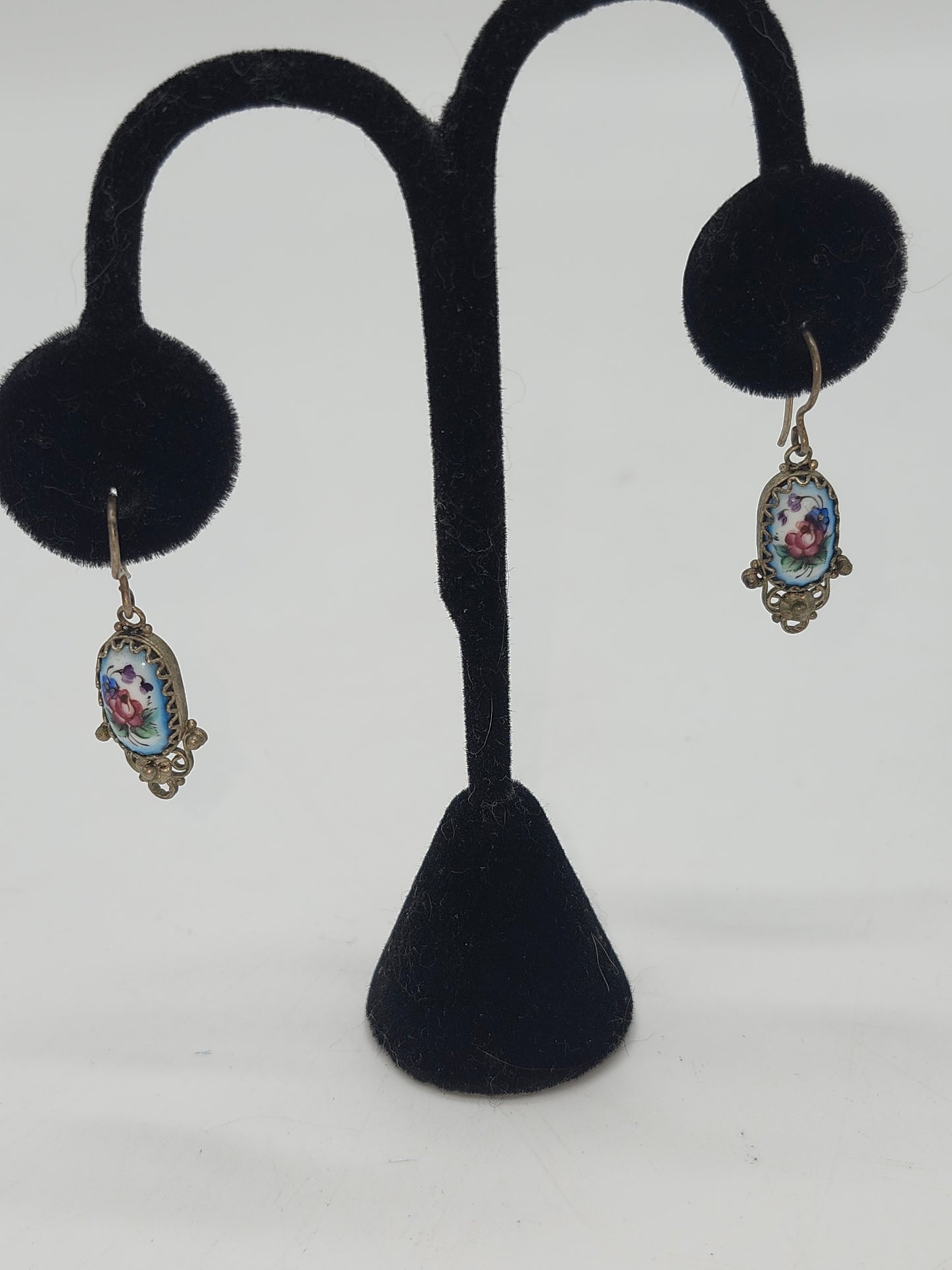 *Enamel* Nickel Silver Russian Hand Painted Earrings