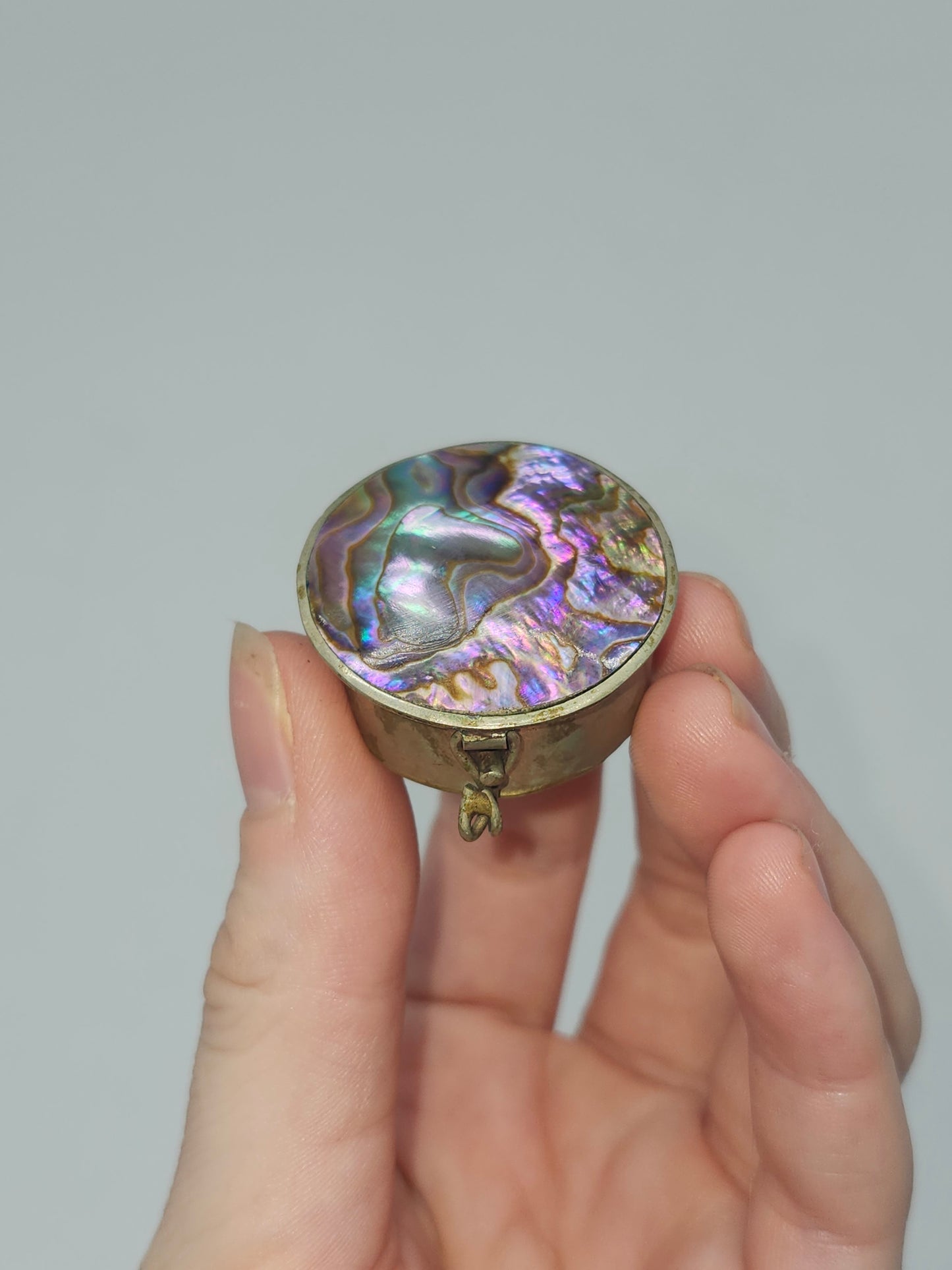 *Alpaca Silver* Abalone Shell Trinket / Pill Box