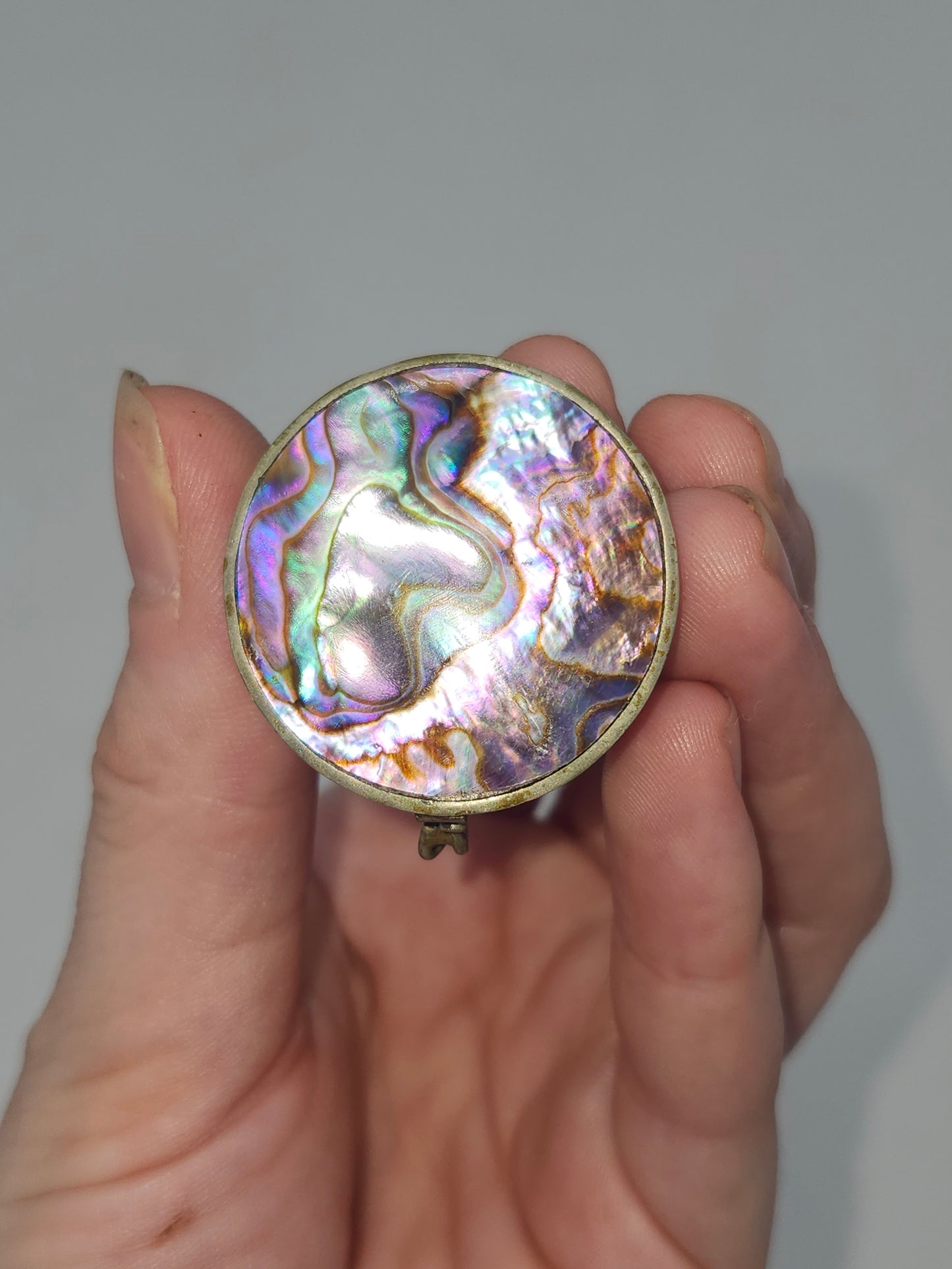 *Alpaca Silver* Abalone Shell Trinket / Pill Box