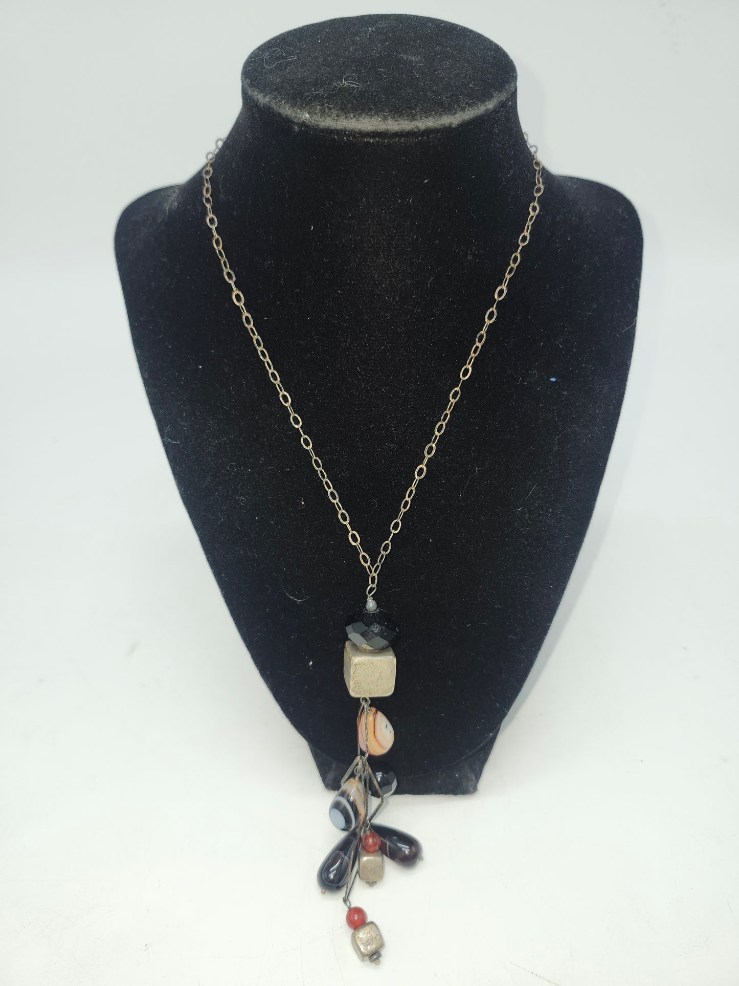 *925* Sterling, Agate & Onyx Necklace