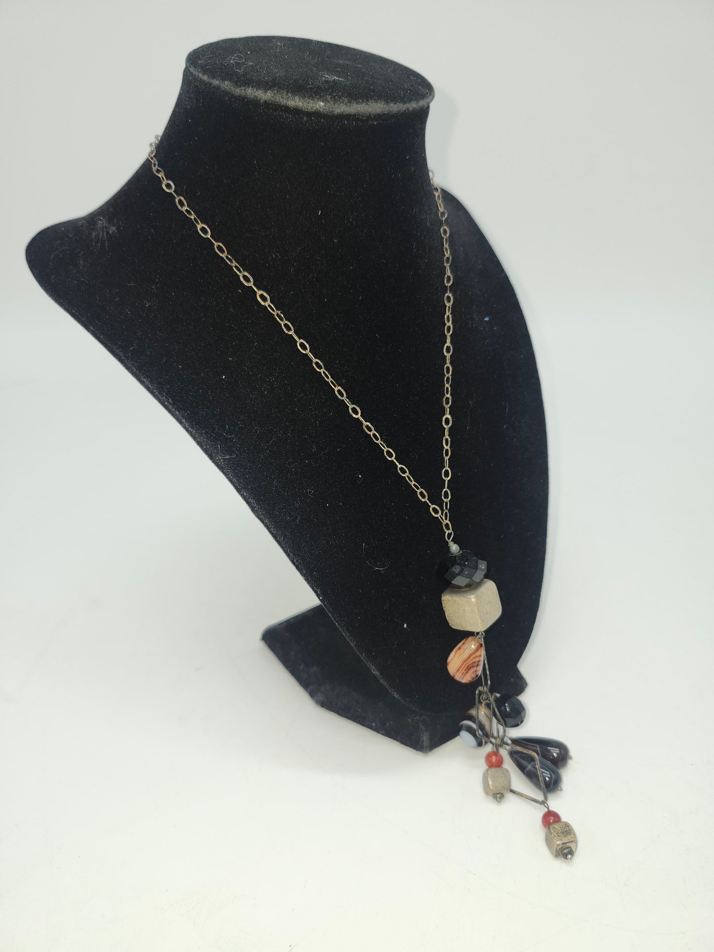 *925* Sterling, Agate & Onyx Necklace