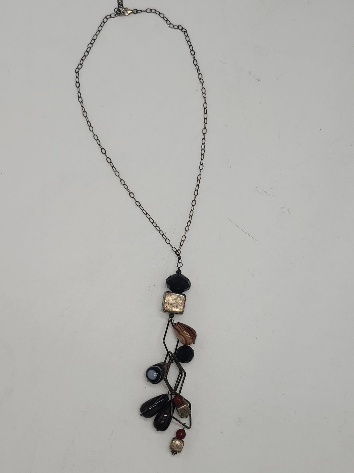 *925* Sterling, Agate & Onyx Necklace