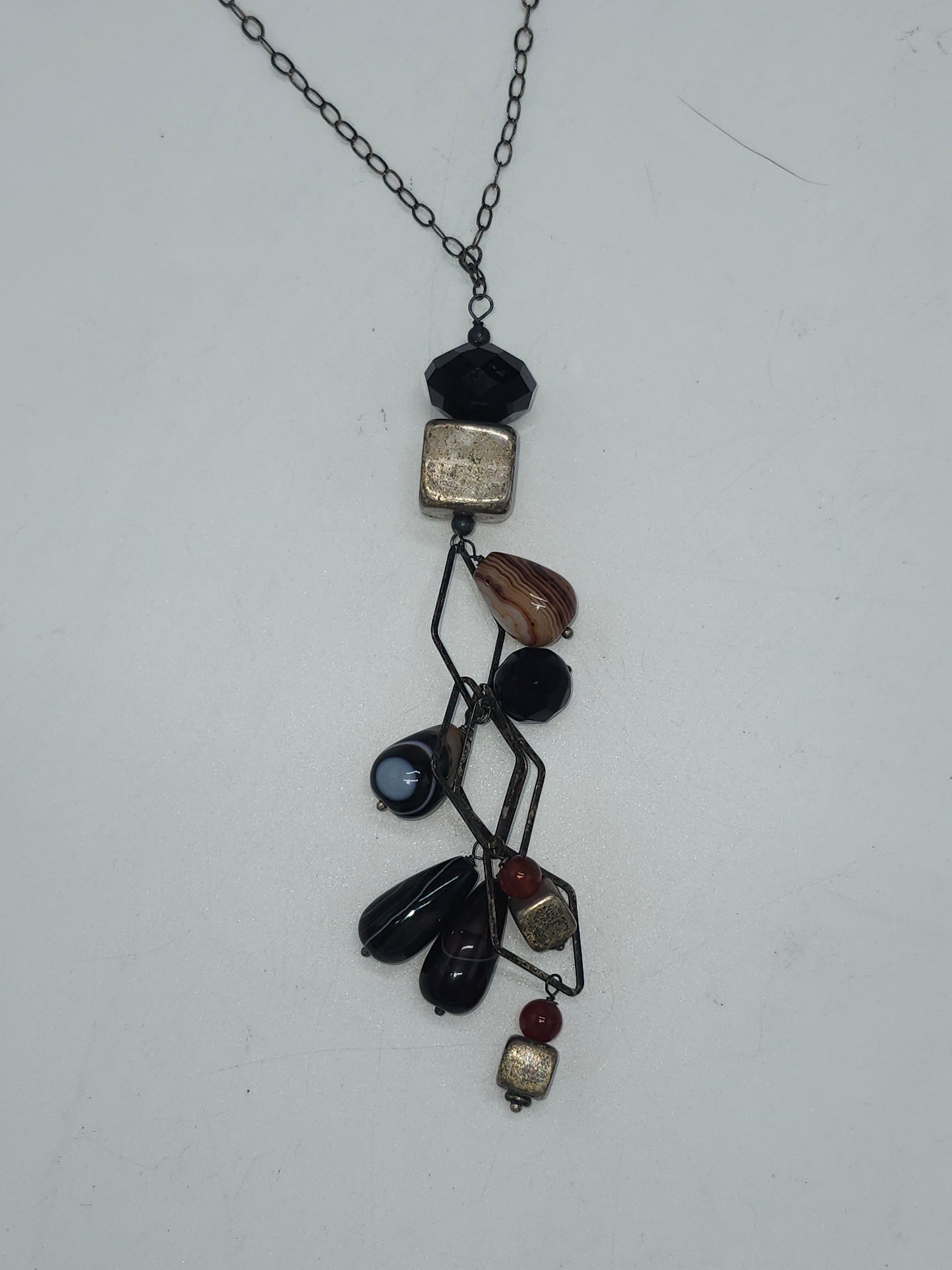 *925* Sterling, Agate & Onyx Necklace