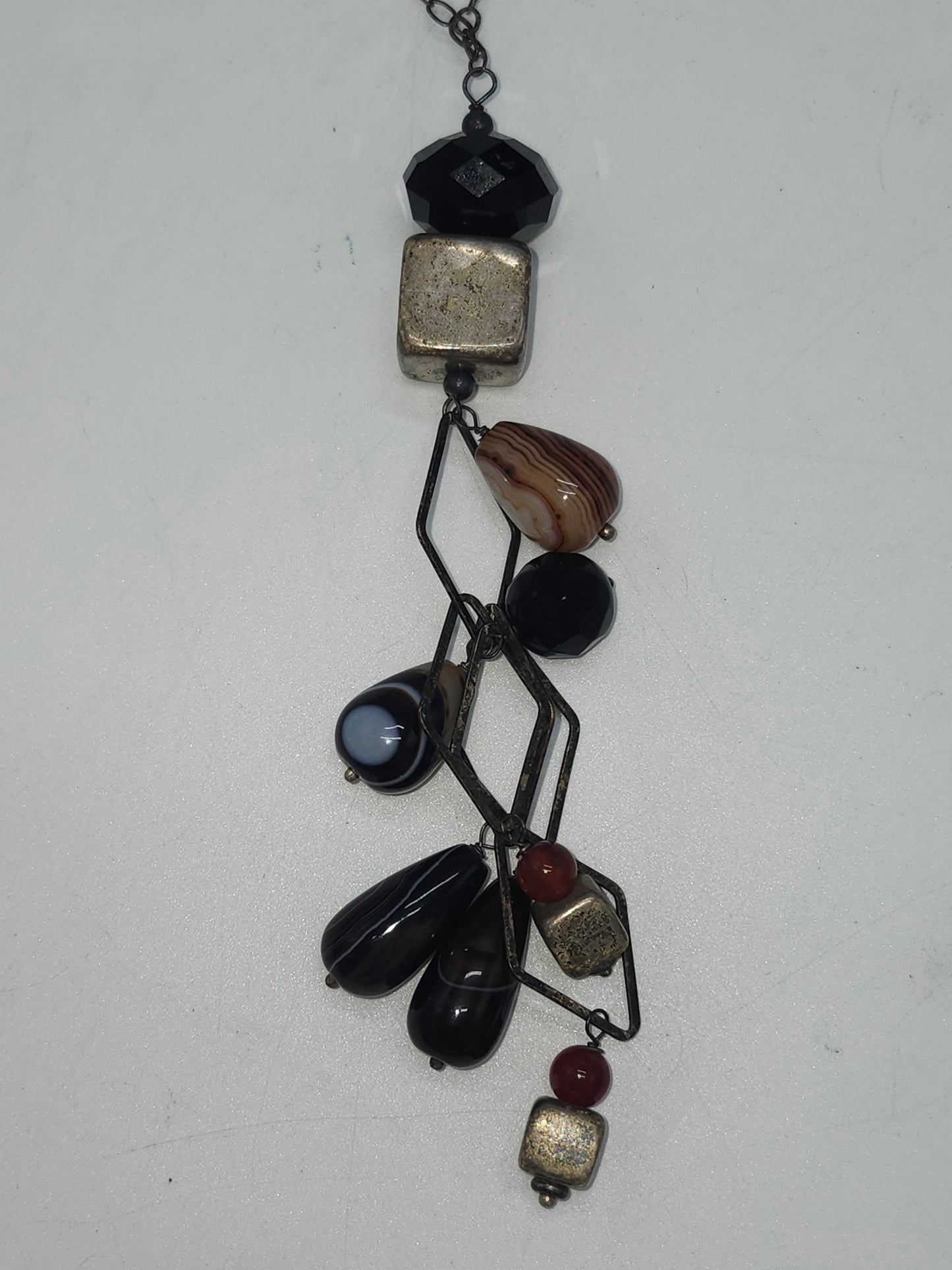 *925* Sterling, Agate & Onyx Necklace