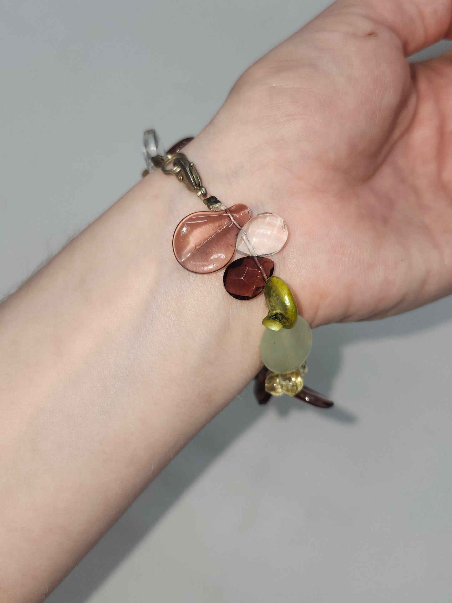 *Gemstone* Opalescent Glass Bead & Real Pearl Necklace / Bracelet Set