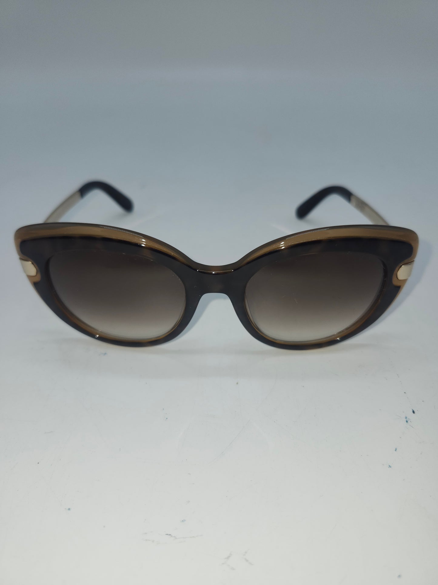 *Ferragamo* "SF813S" Brown & Gold Toned Cat Eye Sunglasses