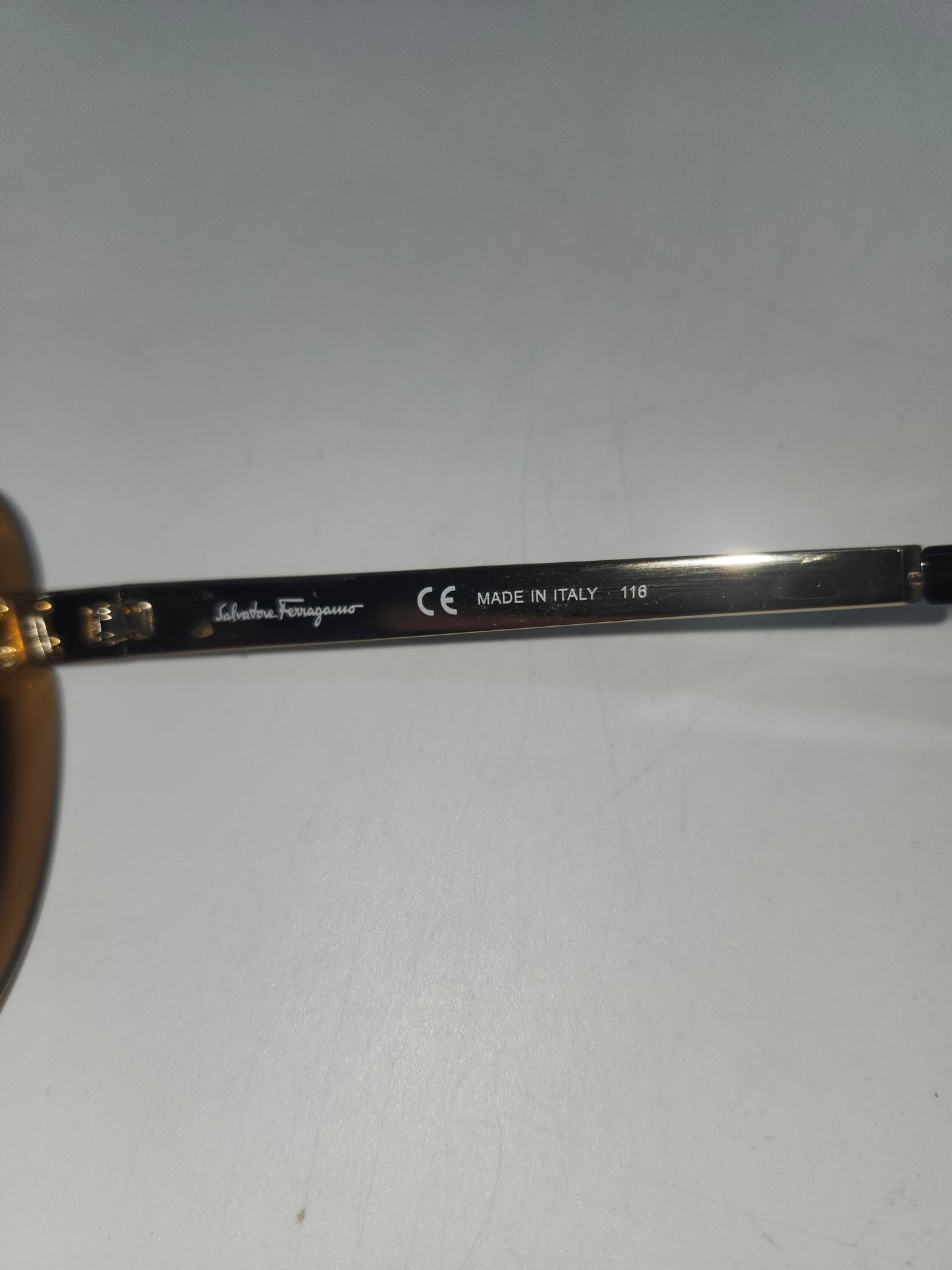 *Ferragamo* "SF813S" Brown & Gold Toned Cat Eye Sunglasses