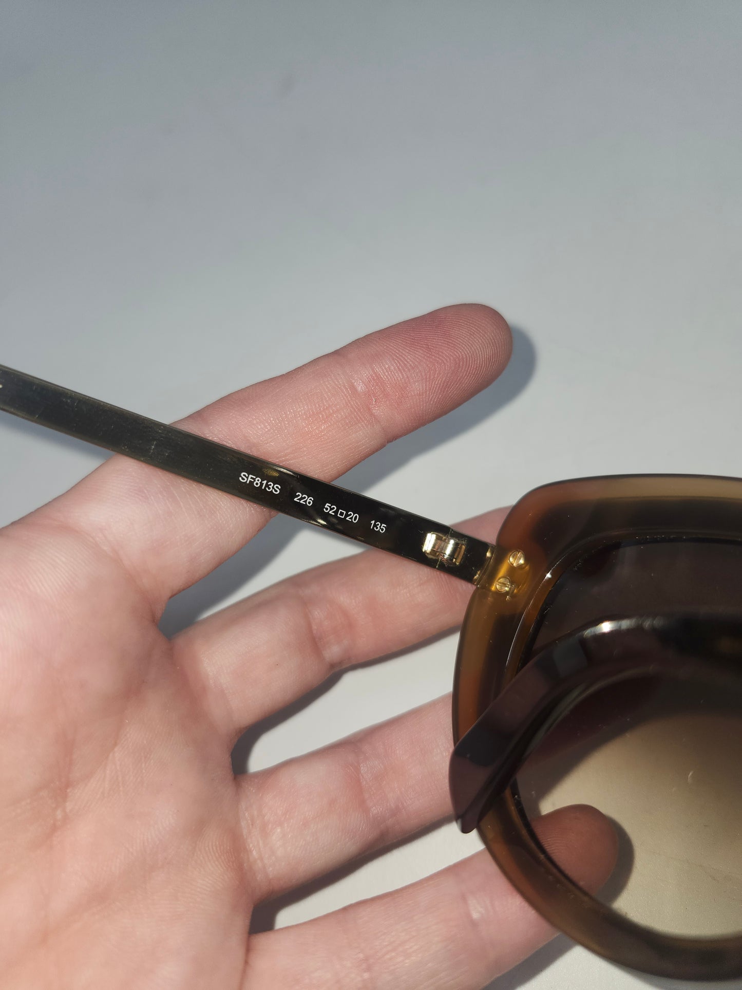 *Ferragamo* "SF813S" Brown & Gold Toned Cat Eye Sunglasses