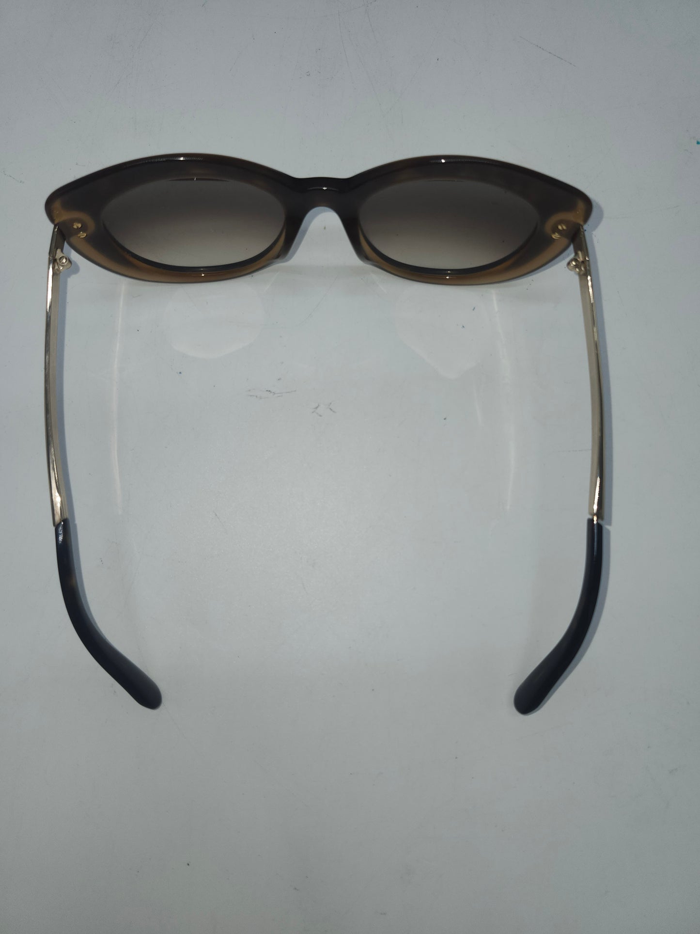 *Ferragamo* "SF813S" Brown & Gold Toned Cat Eye Sunglasses
