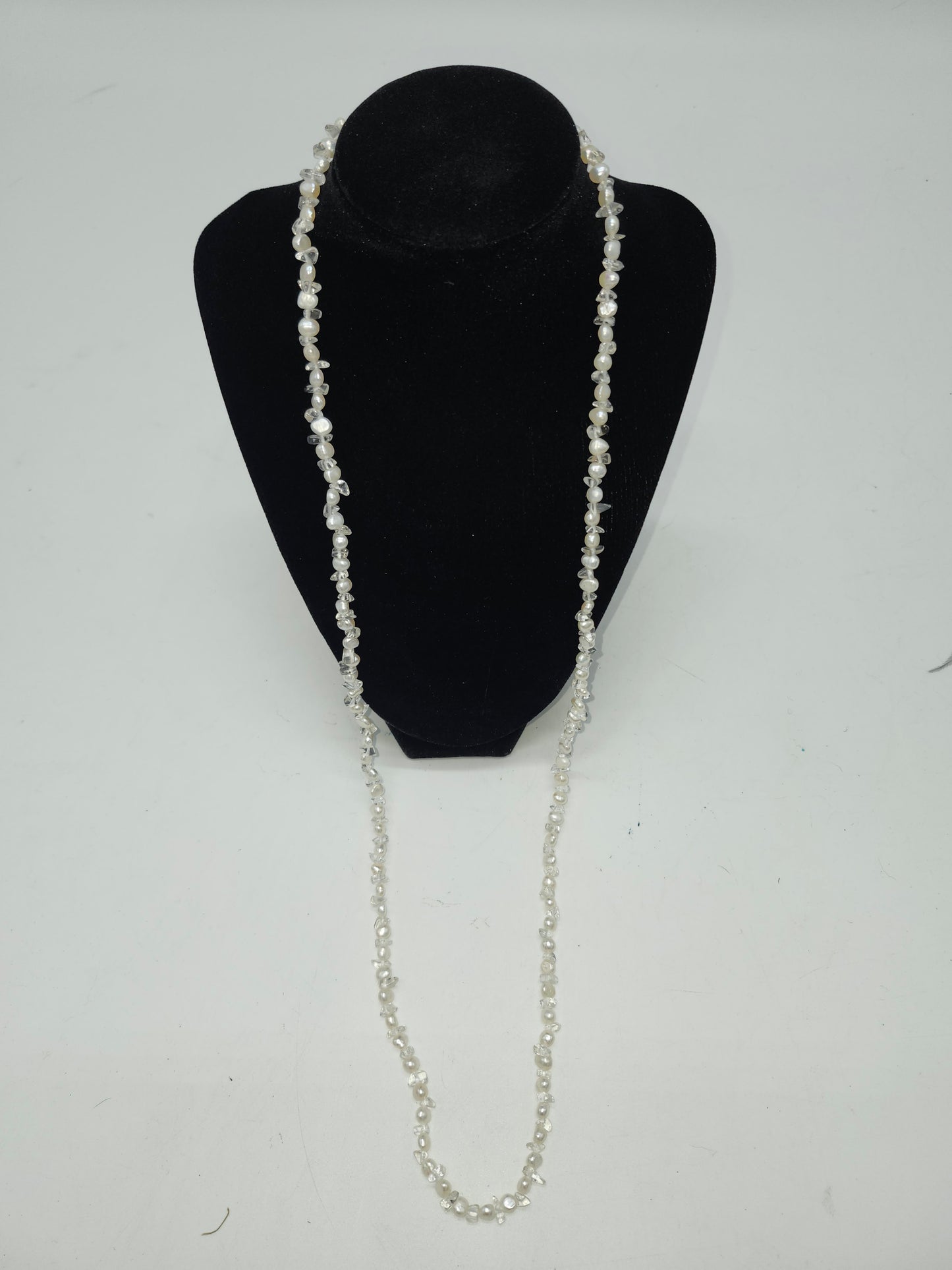 *925* Sterling, Real Pearl & Gemstone Chip Necklace