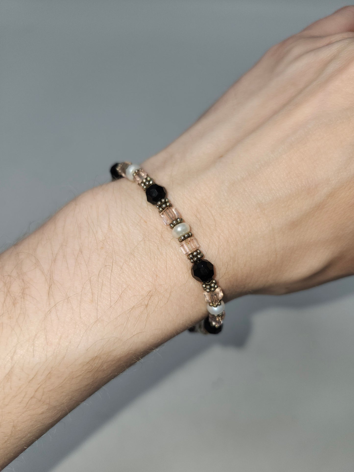 *925* Sterling, Pearl & Gemstone Beaded Bracelet
