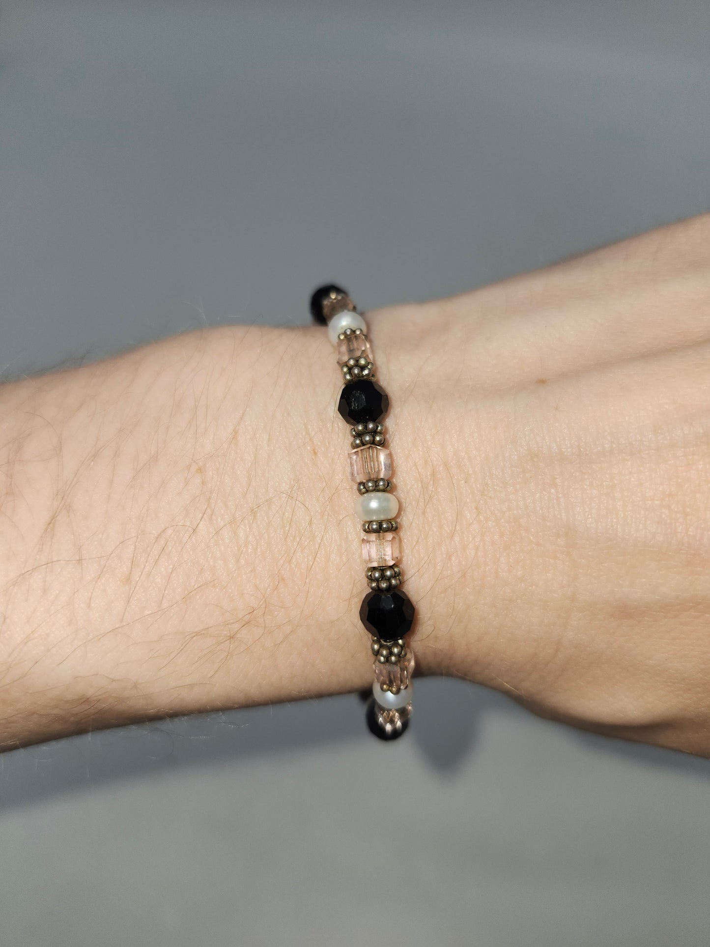 *925* Sterling, Pearl & Gemstone Beaded Bracelet