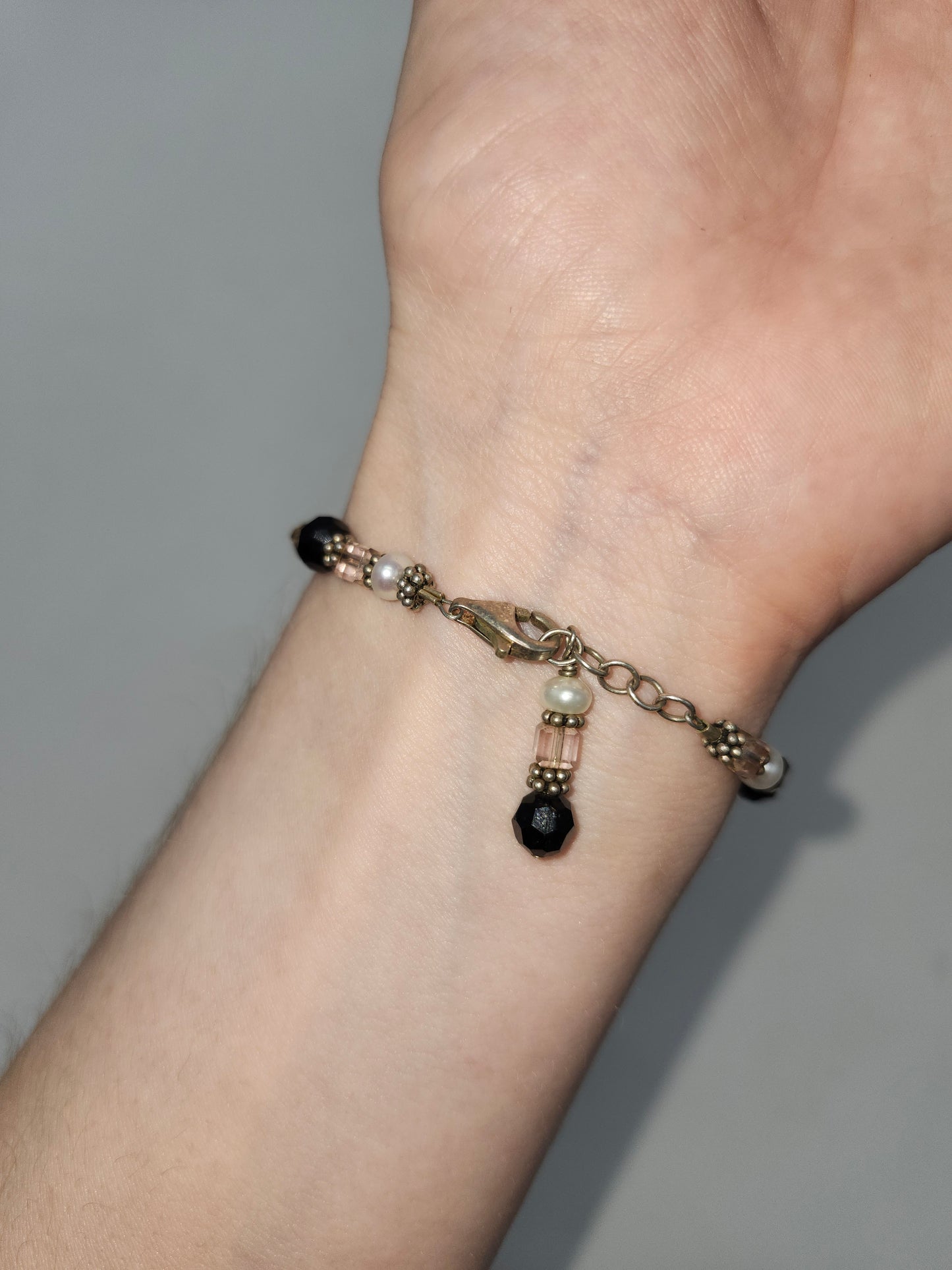 *925* Sterling, Pearl & Gemstone Beaded Bracelet