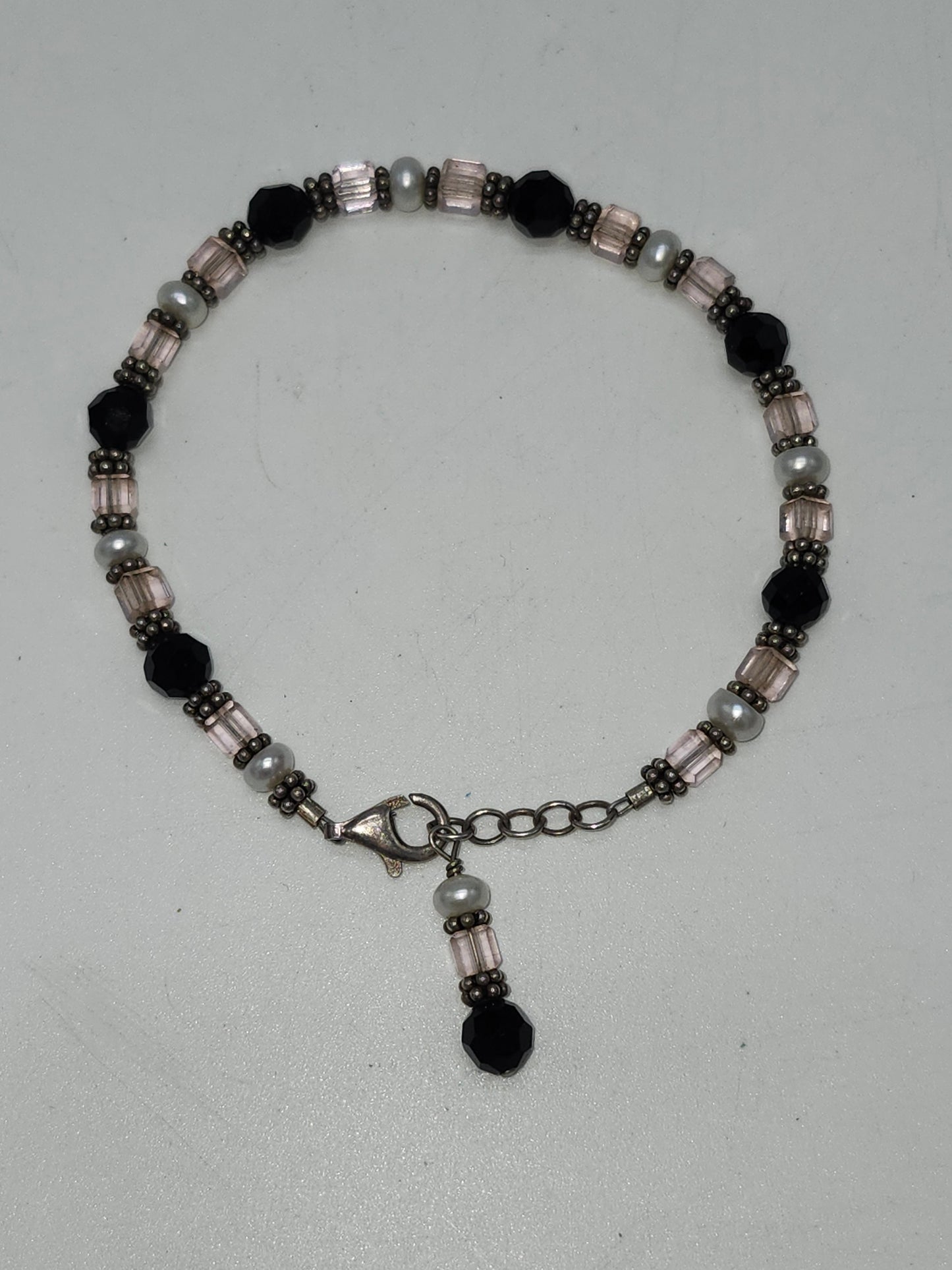 *925* Sterling, Pearl & Gemstone Beaded Bracelet
