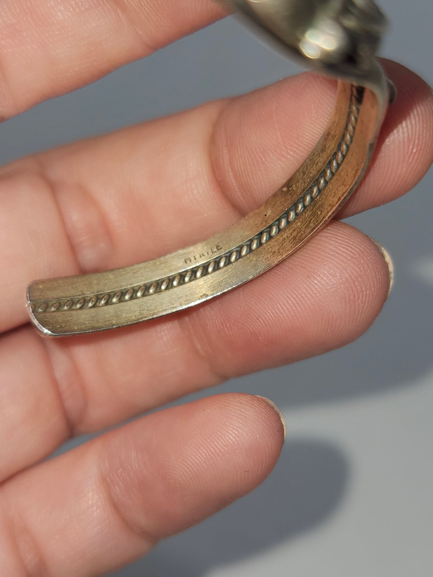 *925* Sterling Navajo Signed Mother of Pearl Cuff Bracelet by Ellen Myrtle