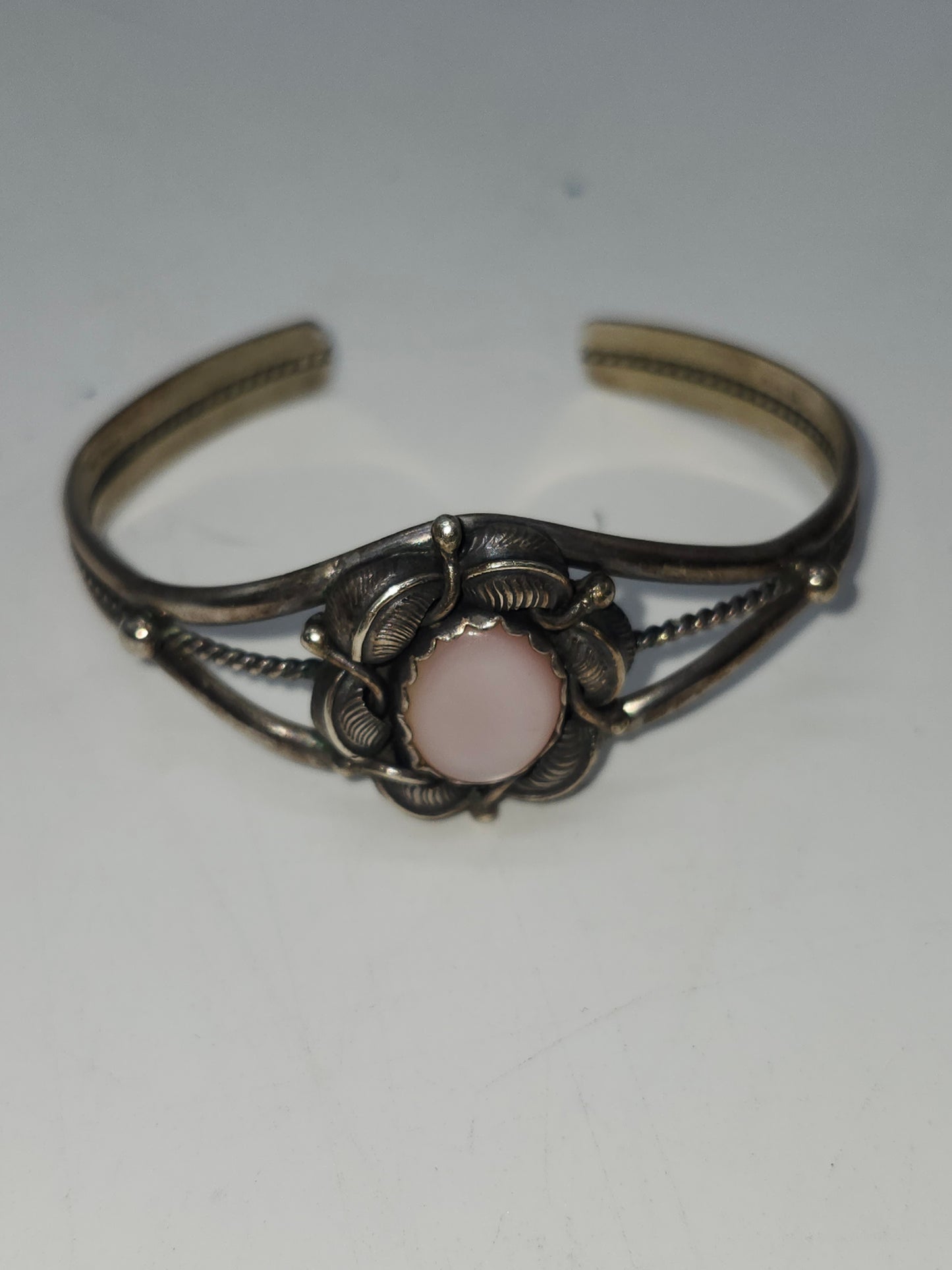 *925* Sterling Navajo Signed Mother of Pearl Cuff Bracelet by Ellen Myrtle