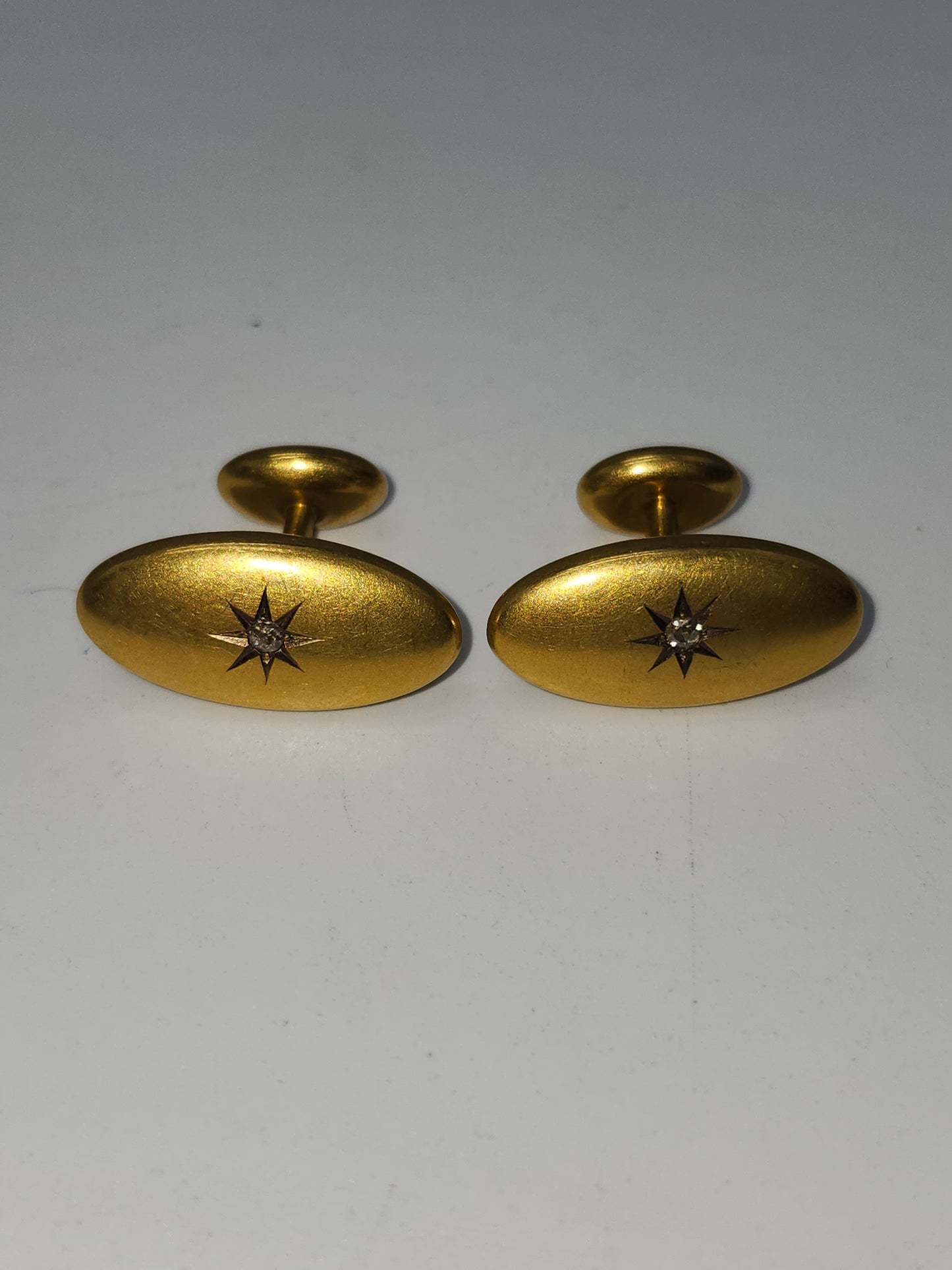 *14K Gold* 1900s Antique Diamond Starburst Cufflinks