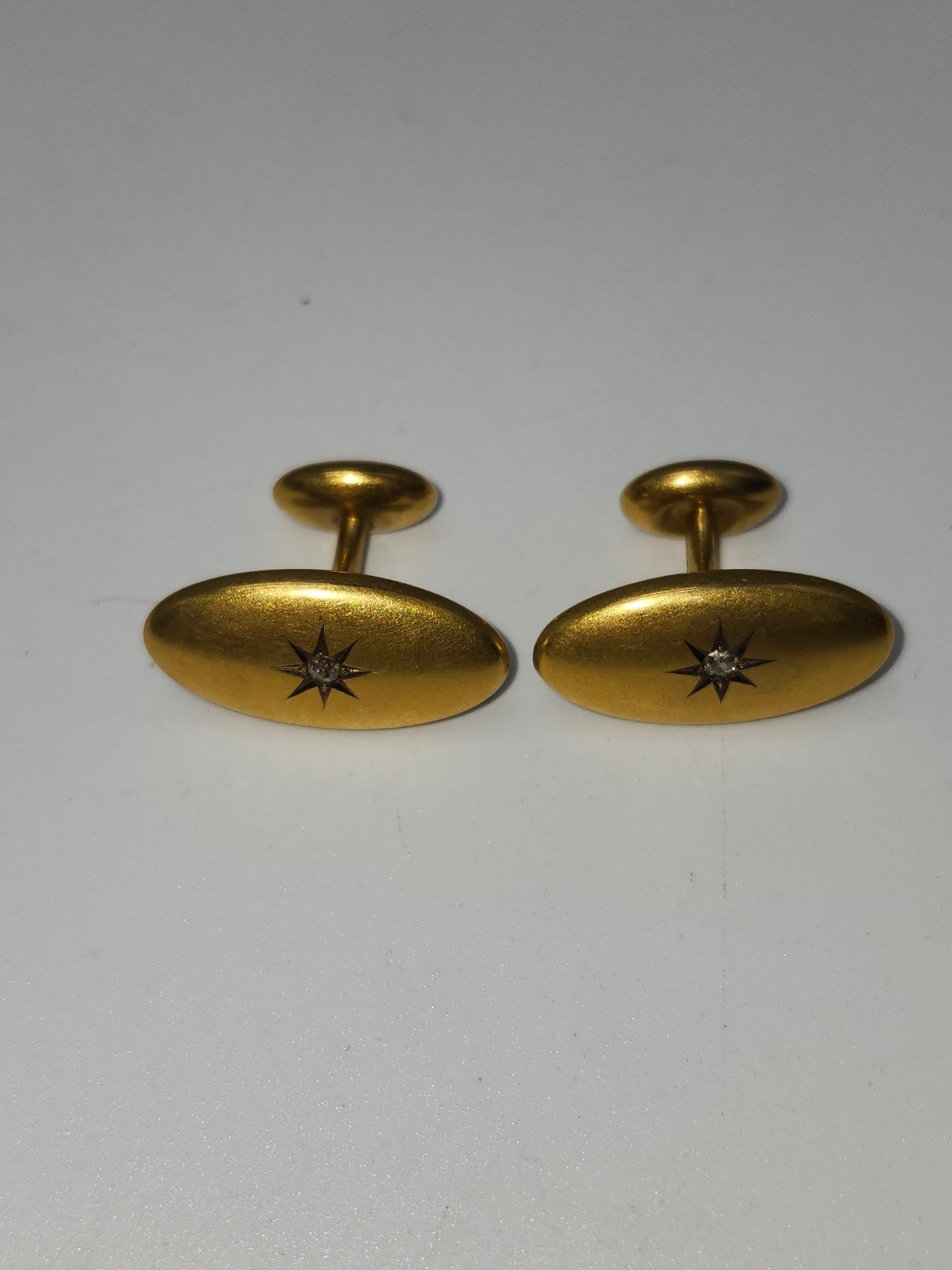 *14K Gold* 1900s Antique Diamond Starburst Cufflinks