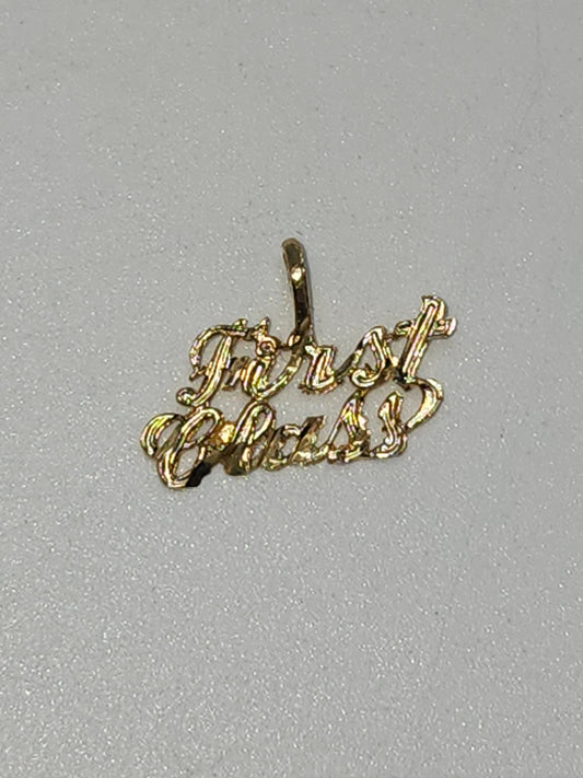 14K Gold Pendant / Charm "First Class"