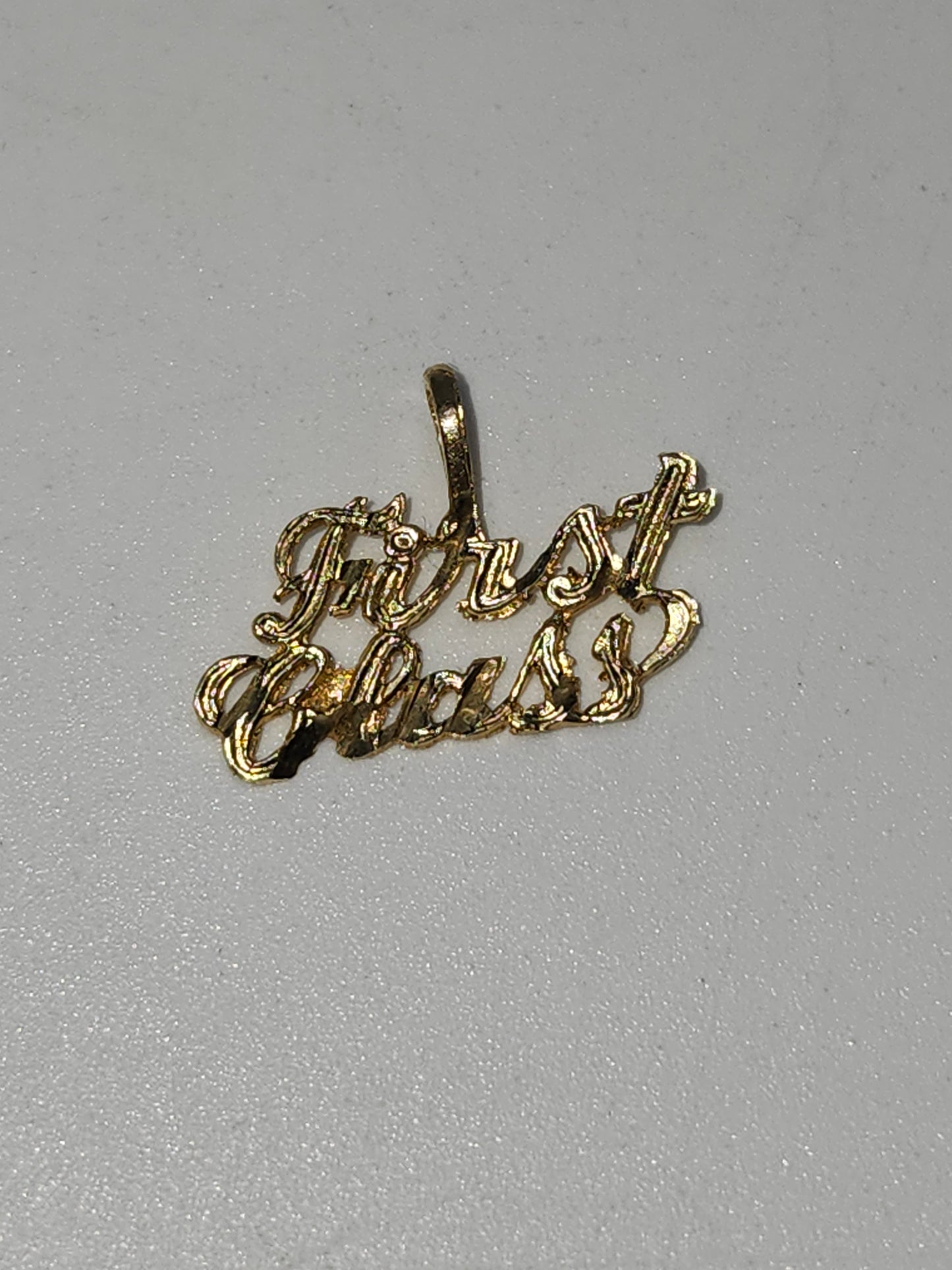 *14K* Gold Pendant / Charm "First Class"