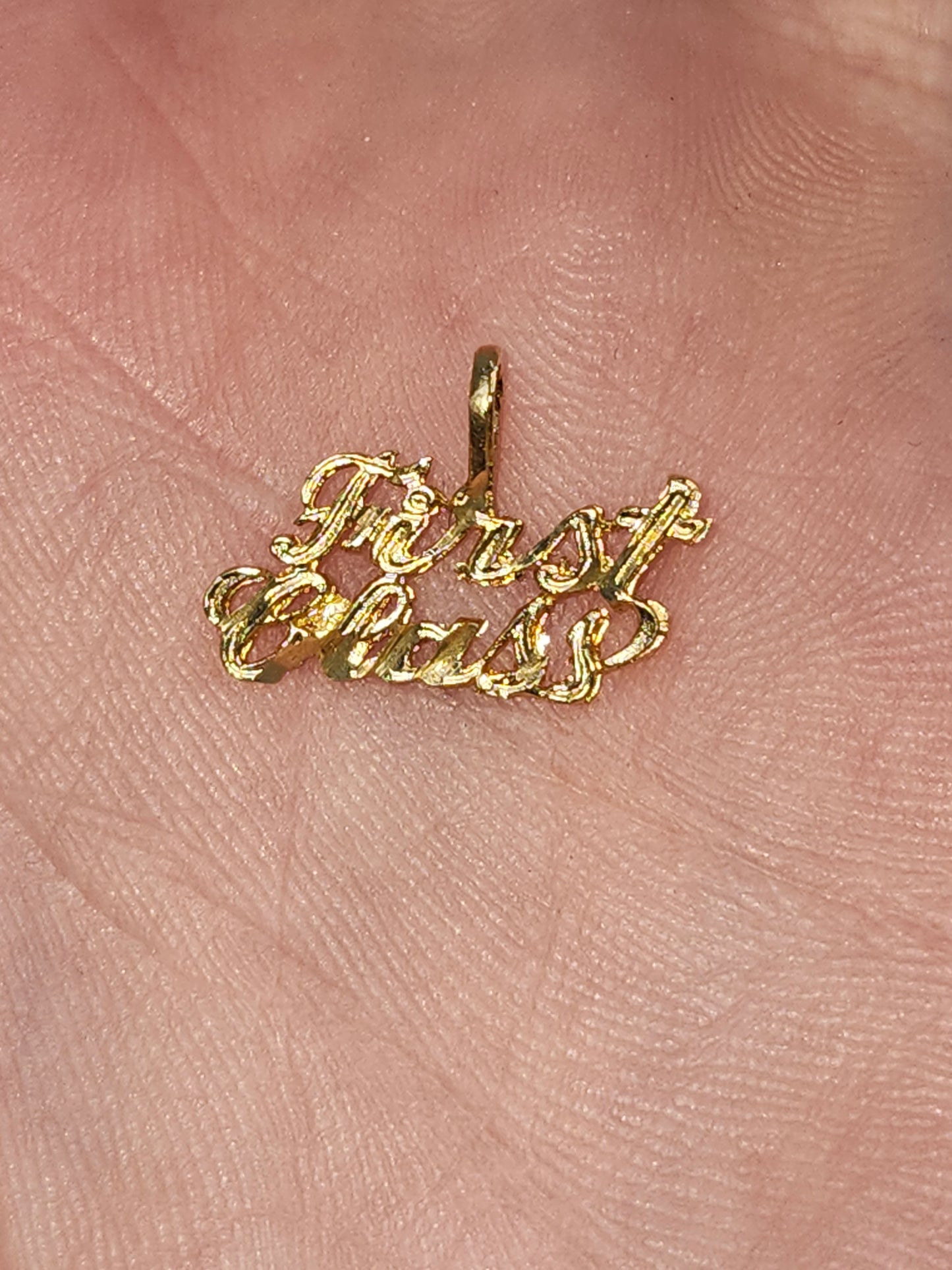 *14K* Gold Pendant / Charm "First Class"