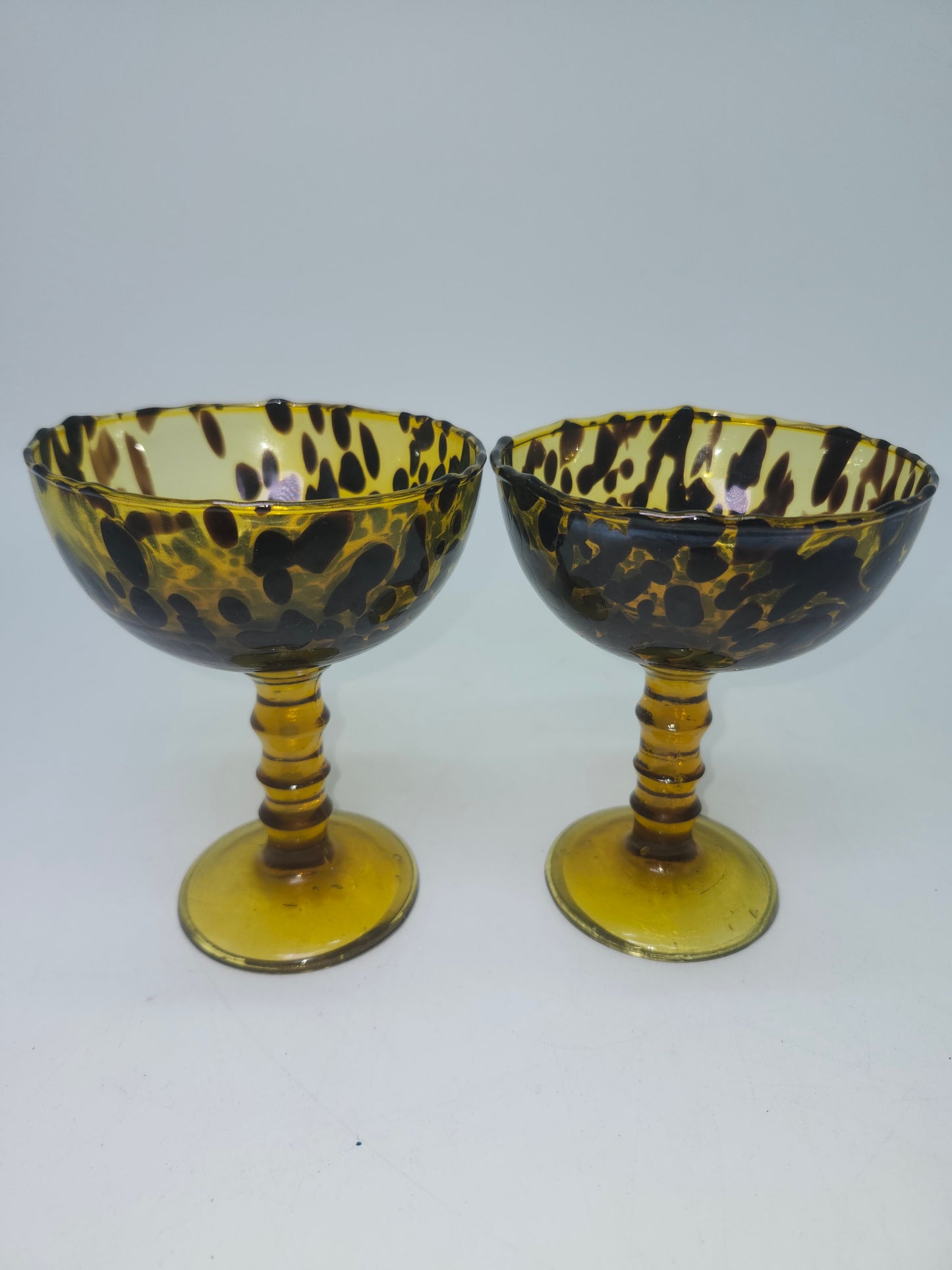 *Vintage* MCM Tortoise Shell Glass Goblets (Set of 2)
