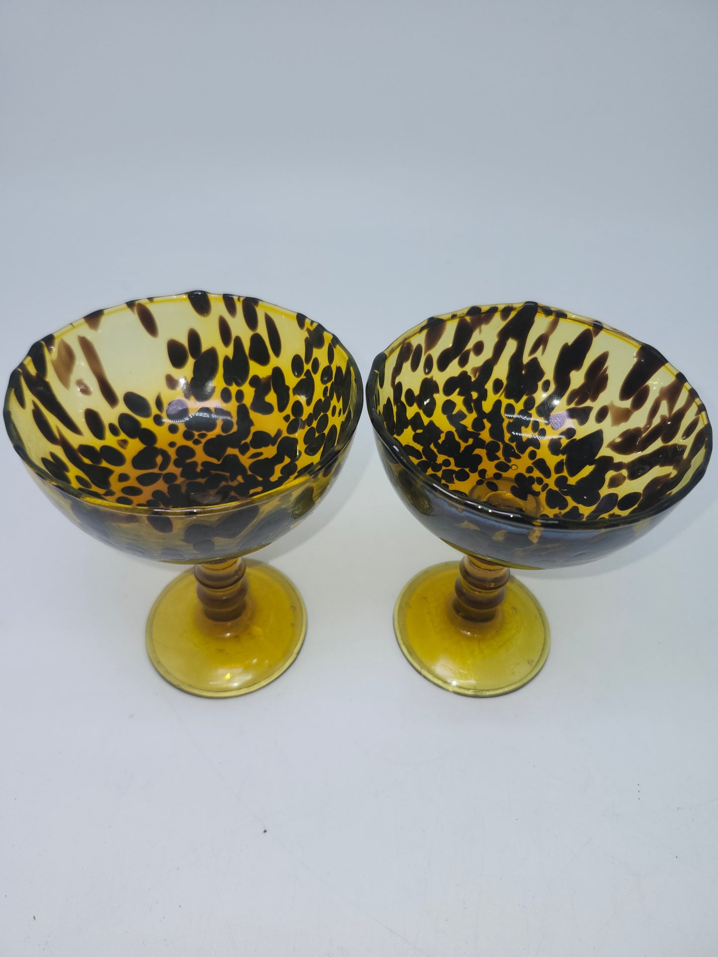 *Vintage* MCM Tortoise Shell Glass Goblets (Set of 2)