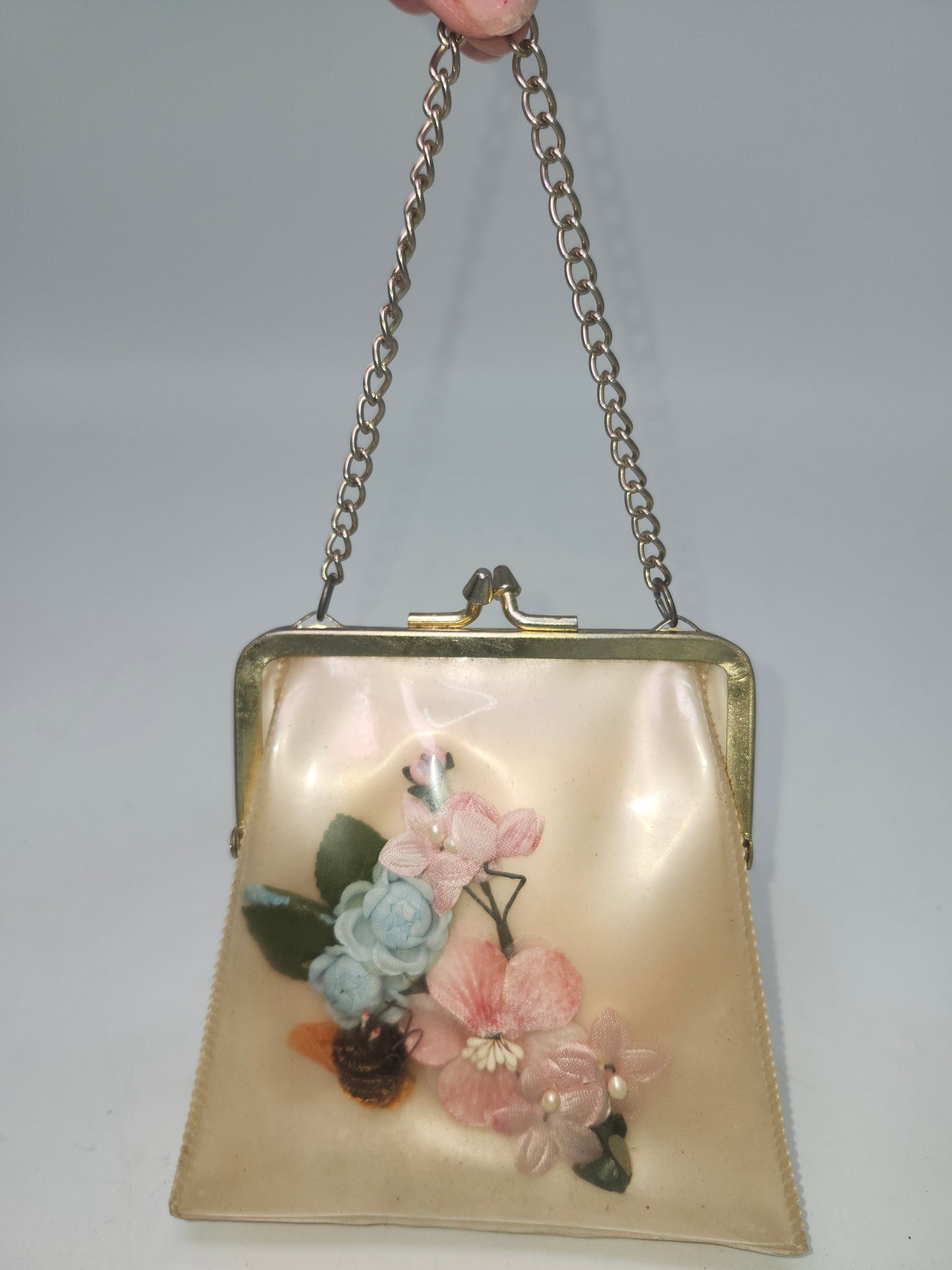 *Vintage* Floral Bouquet Under Vinyl Purse with Chain Strap