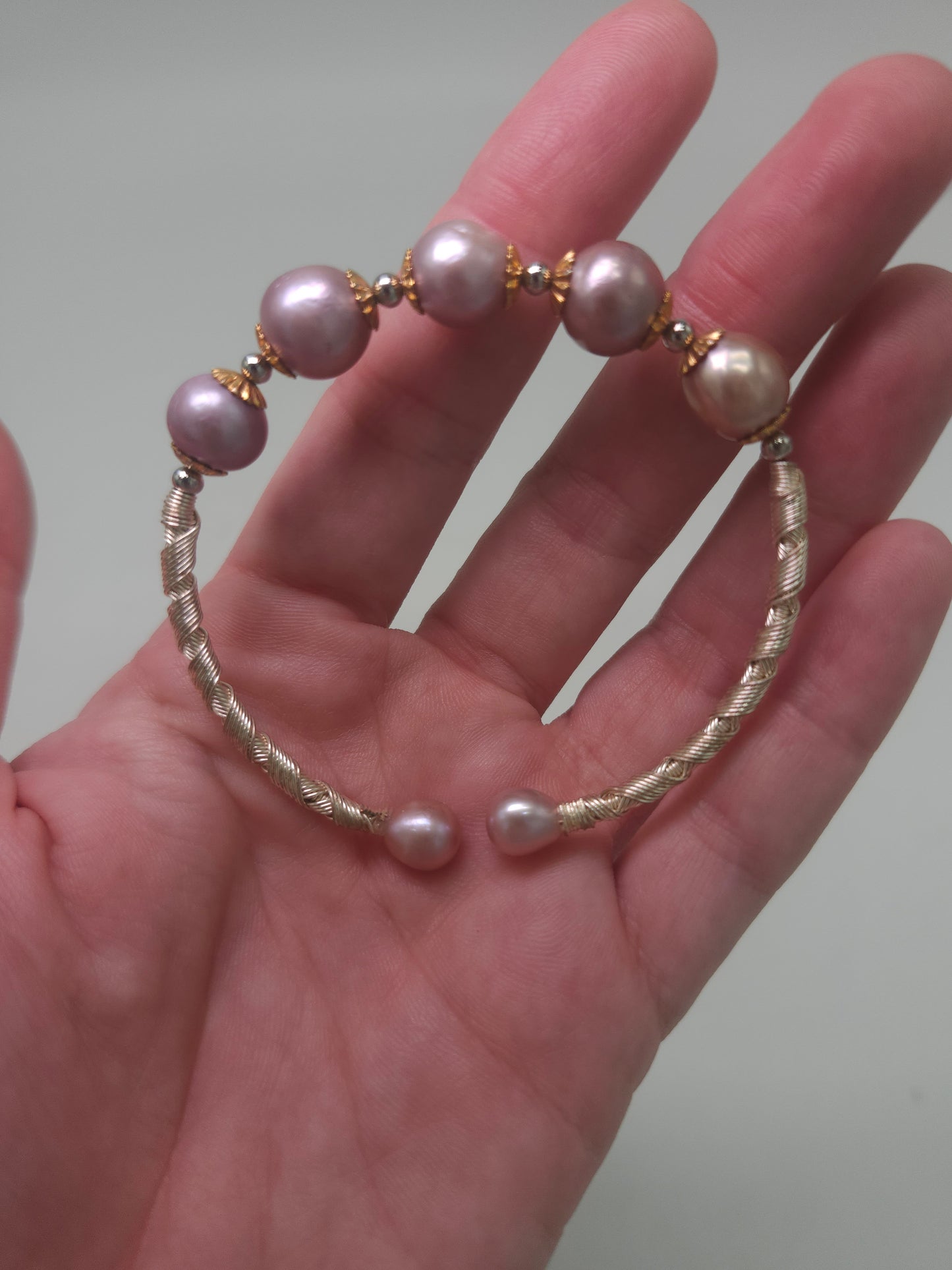 *14K* Gold-Plated Natural Pearl Bangle