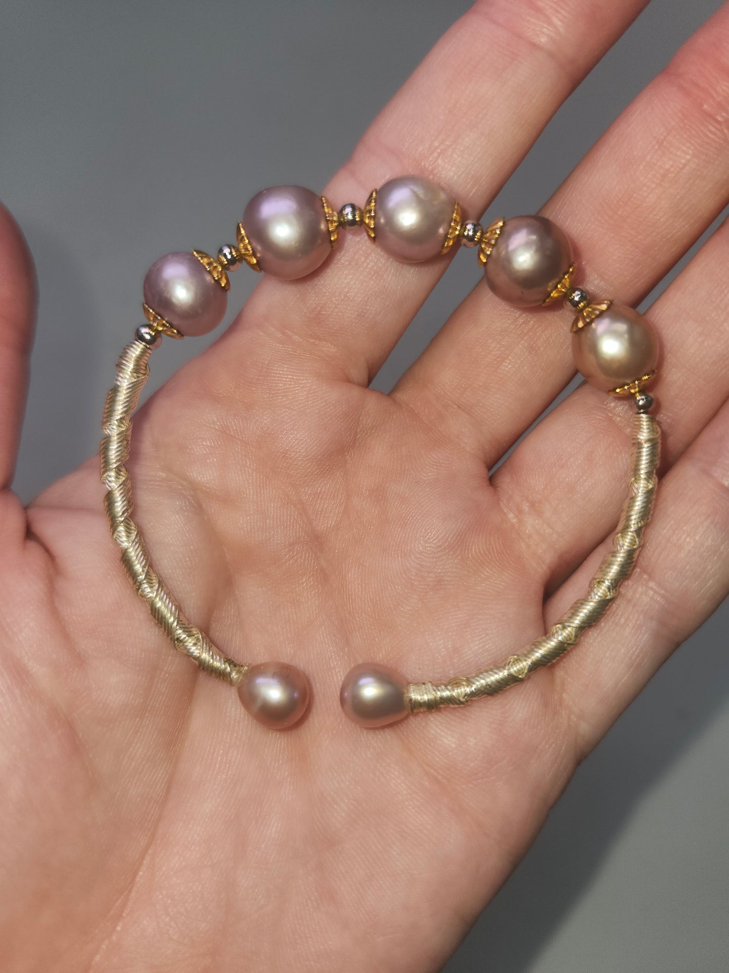 *14K* Gold-Plated Natural Pearl Bangle